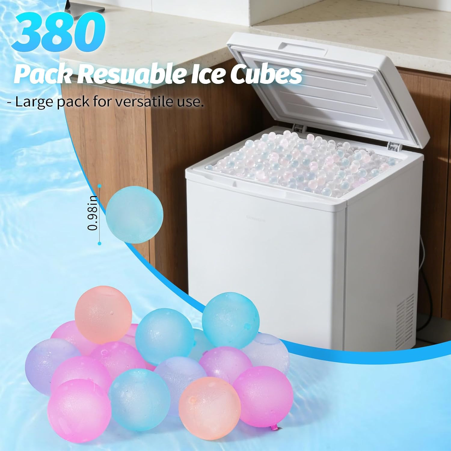 380 Pack Reusable Ice Cube for Drinks – Refreezable Plastic Ice Cubes Without