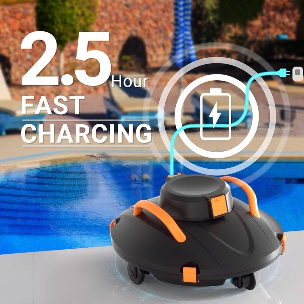 Cordless Robotic Pool Cleaner, Lasts 120 Min, Smart Sensor, Automatic Vacuum