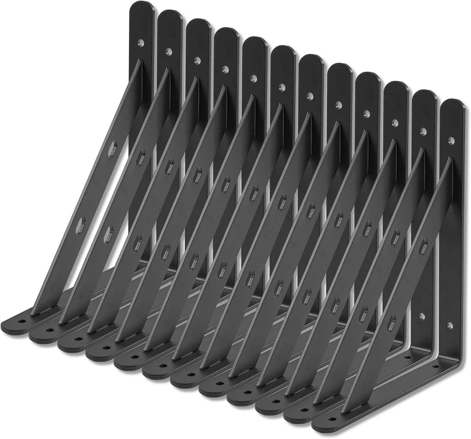 24″ x 15″ Heavy Duty Black Shelf Brackets 4-Pack, L Brackets for Shelving