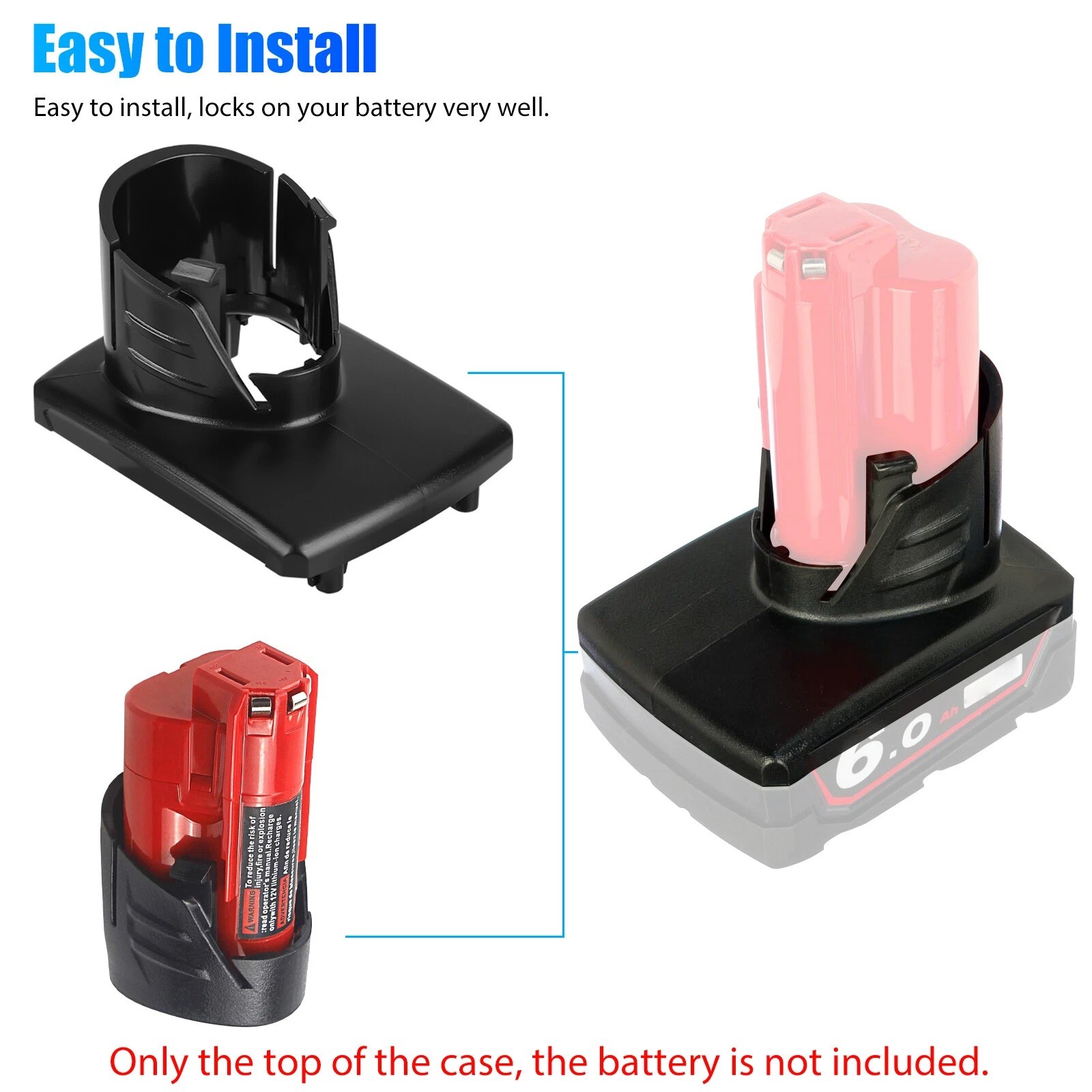 5 Pcs For Milwaukee M12 Battery Case Top Cover Replacement Shell Plastic Parts