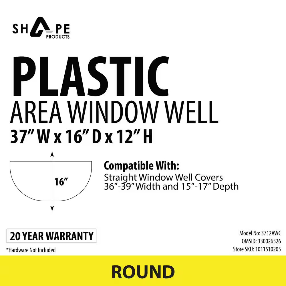 37 In. X 12 In. round Plastic Window Well Free Shipping