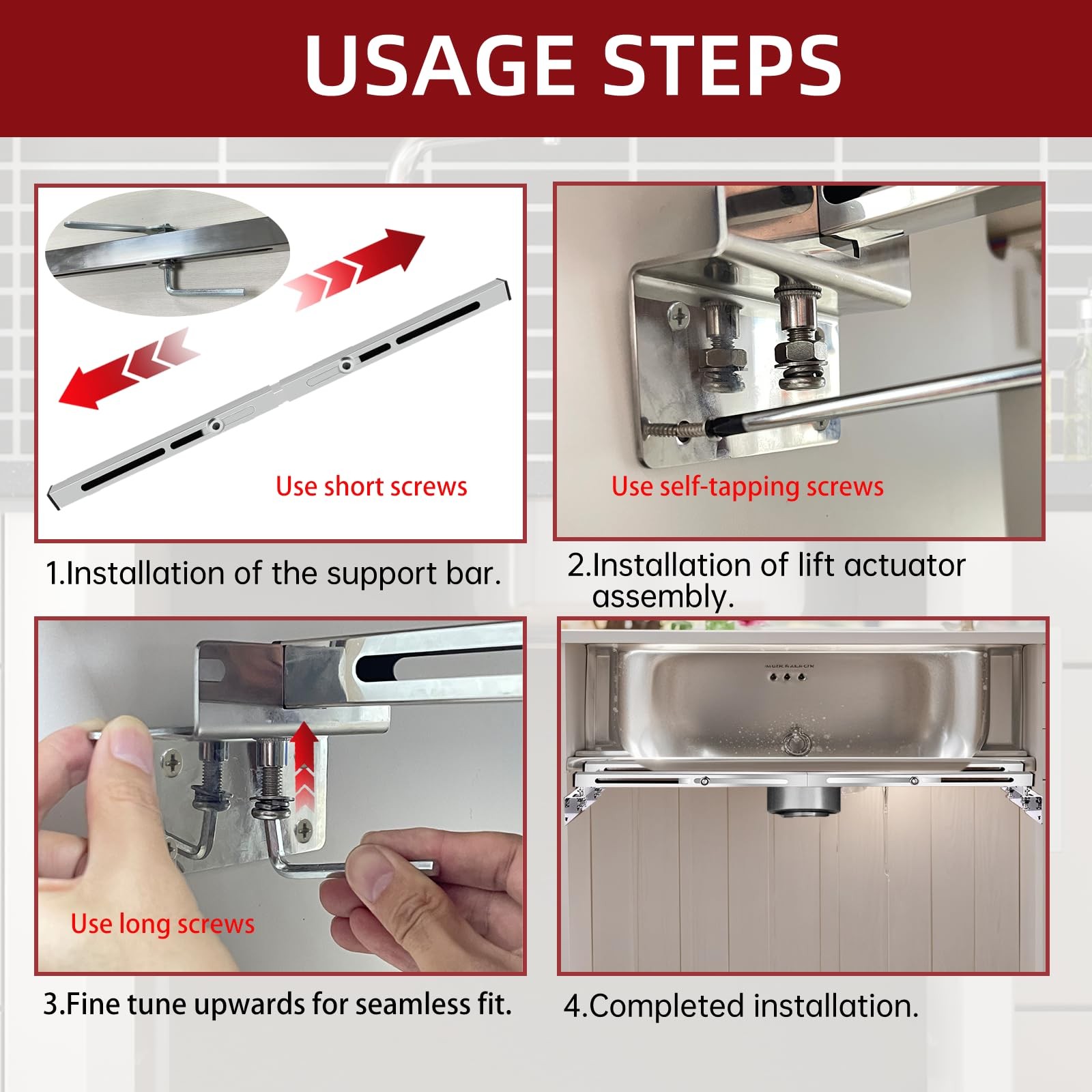Undermount Sink Brackets, Adjustable Undermount Sink Supports, Stainless Stee…