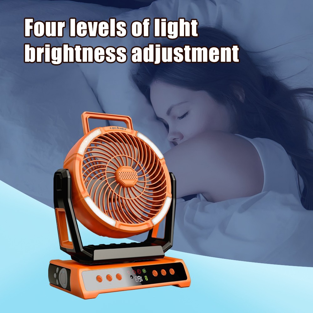 Camping Fan 20000mAh 58Hrs Rechargeable Portable Fan Remote LED Lights &4 Speeds