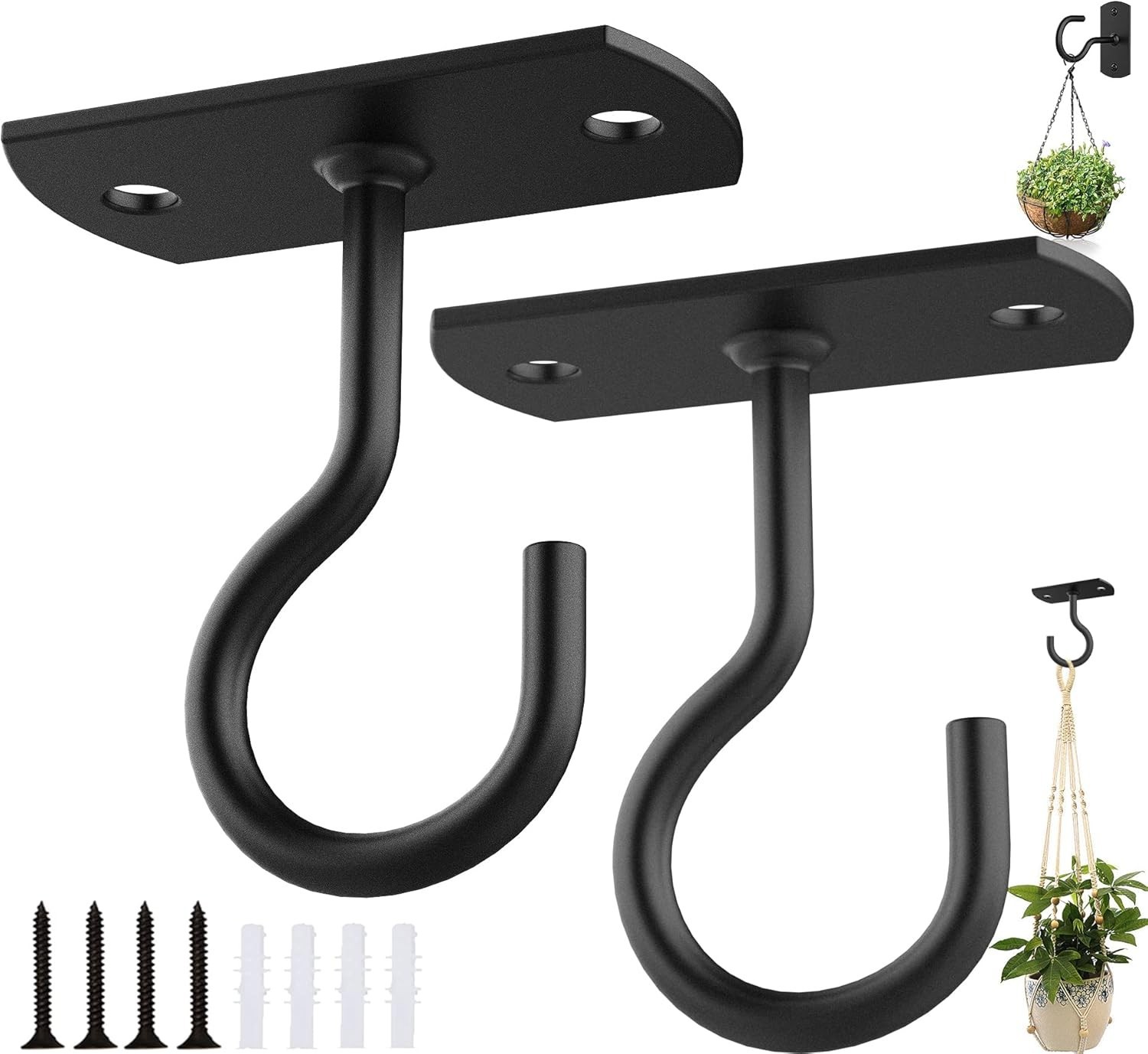 Ceiling Hooks for Hanging Plants 2Pack 2.5in,Wall Plant Hooks for Plants,Ligh…