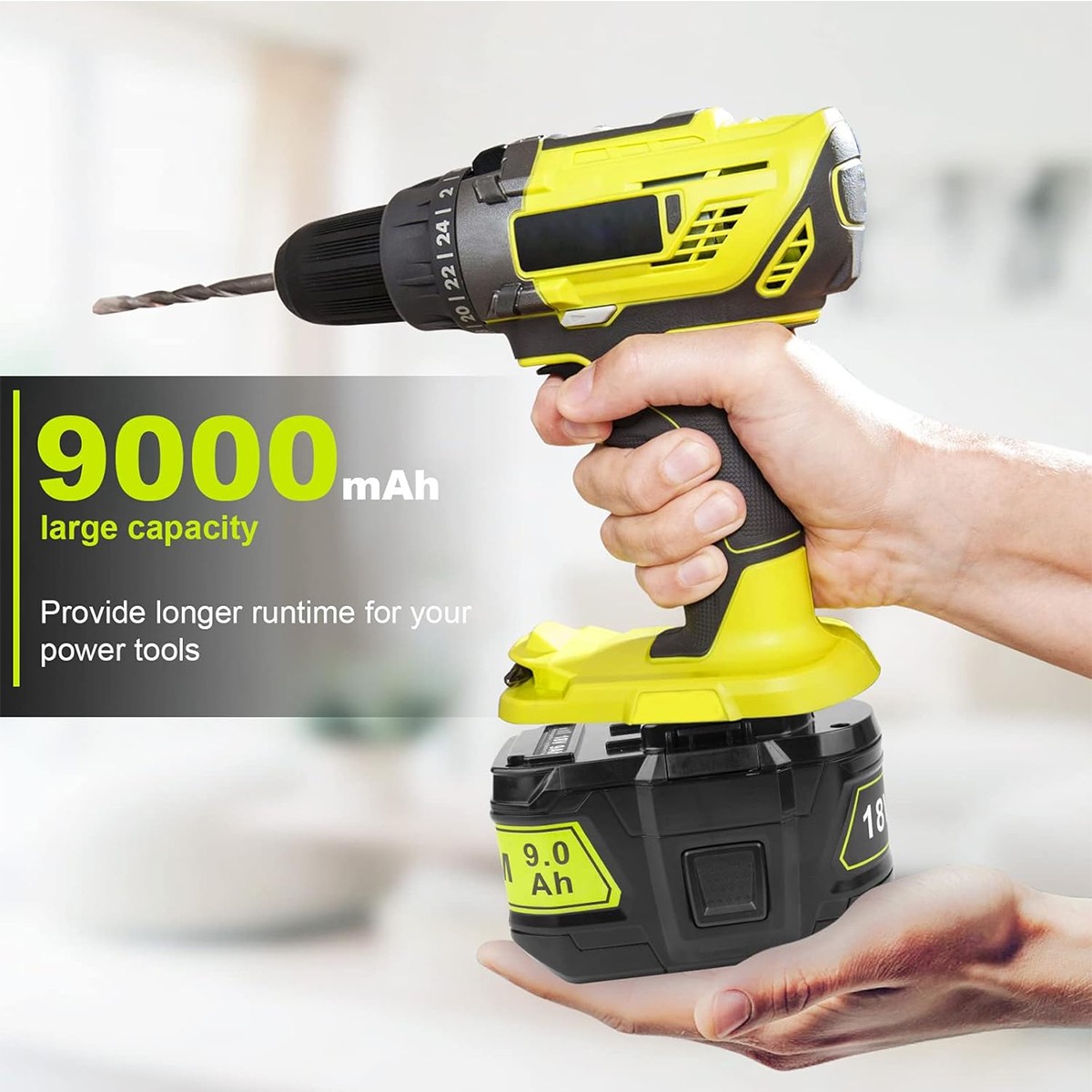 9.0AH For RYOBI P108 18V High Capacity Battery 18Volt Lithium-Ion One+ Plus P109