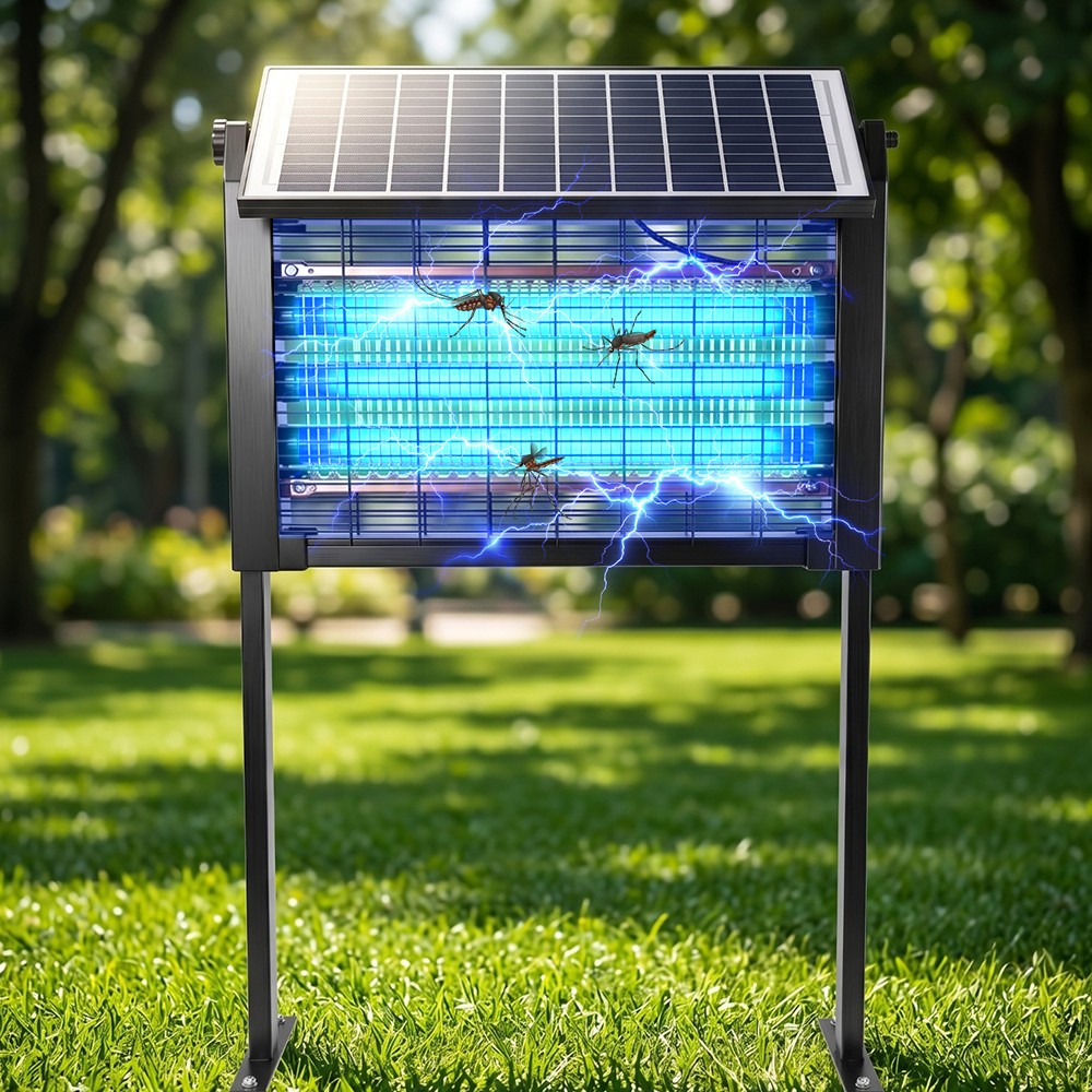 4500V Solar Bug Zapper Outdoor Mosquito Zapper Waterproof Electric Fly Zapper US