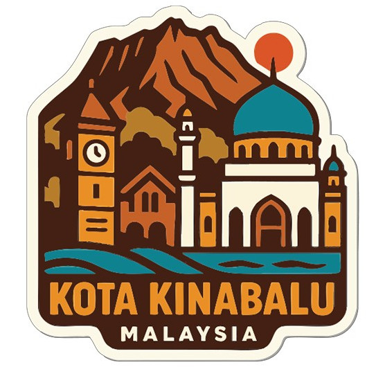Kota Kinabalu Malaysia Sticker Decal Vinyl Die-Cut City Skyline Landmark Design