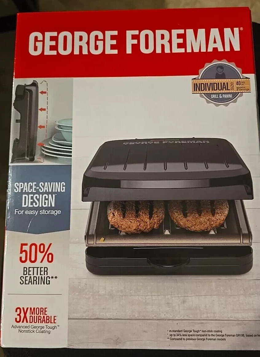 George Foreman GR012F-1TG: 2 Serving Contact Grill – Bronze & Black