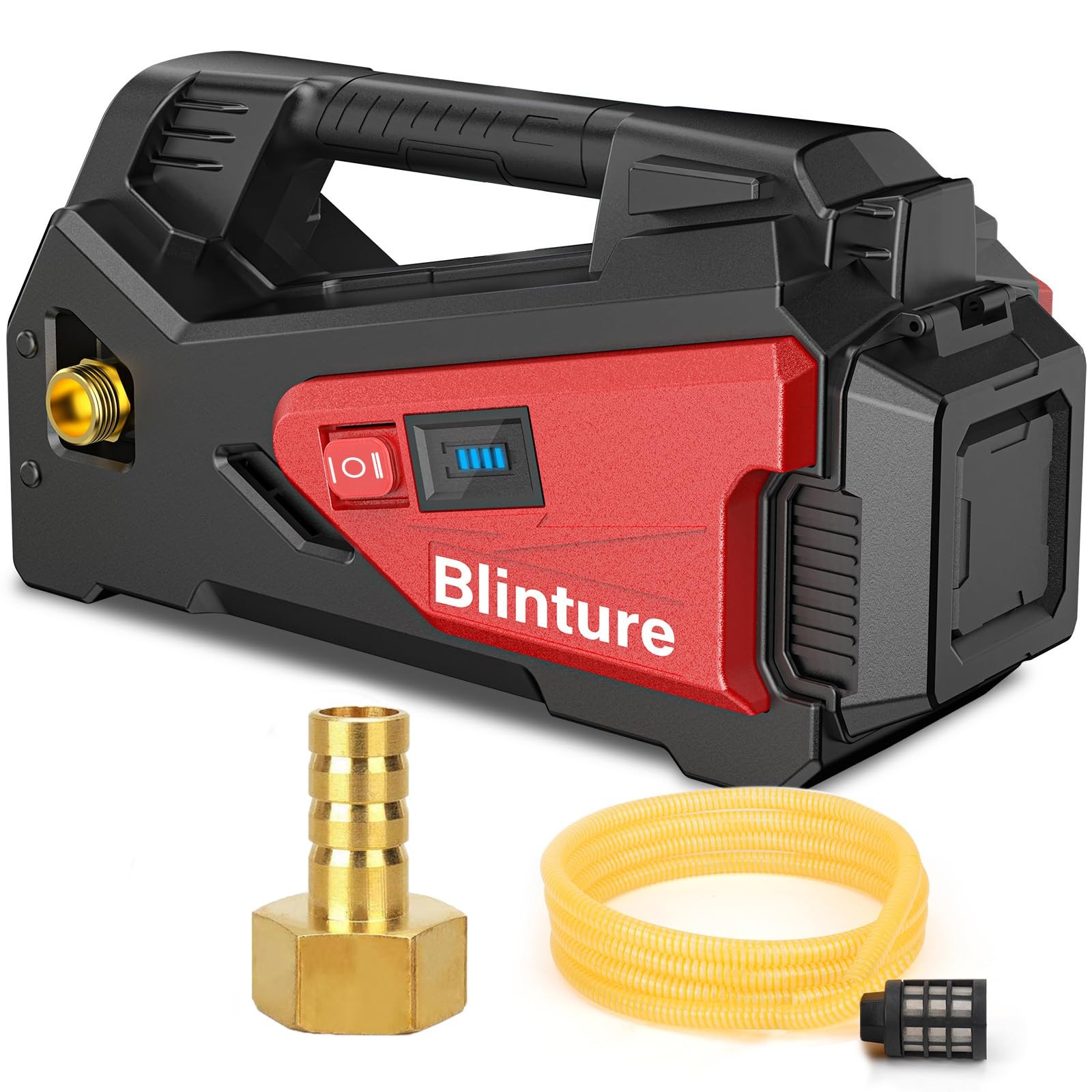 Battery Powered Water Transfer Pump, Cordless Power Washer Compatible Red