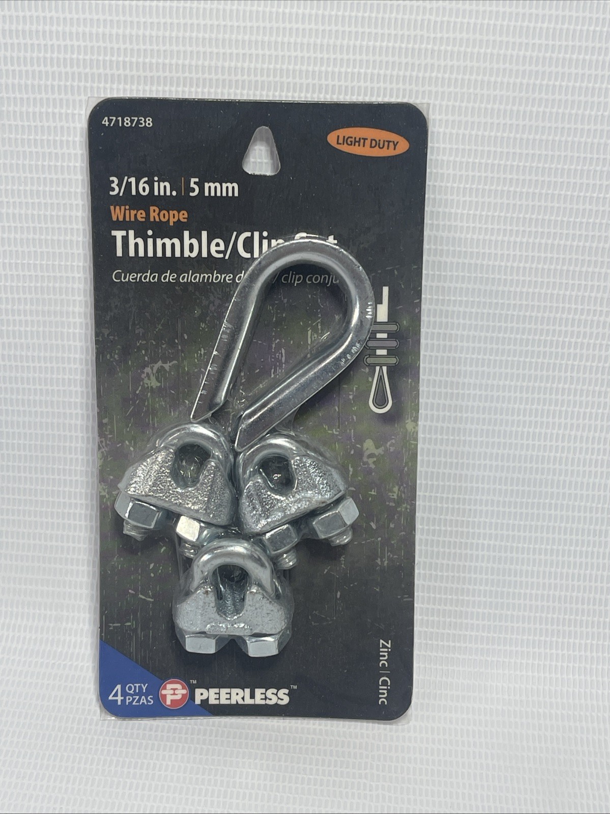   Wire Rope Cable Clothesline pole Thimble/Clip set 3/16″ 5mm light duty Zinc