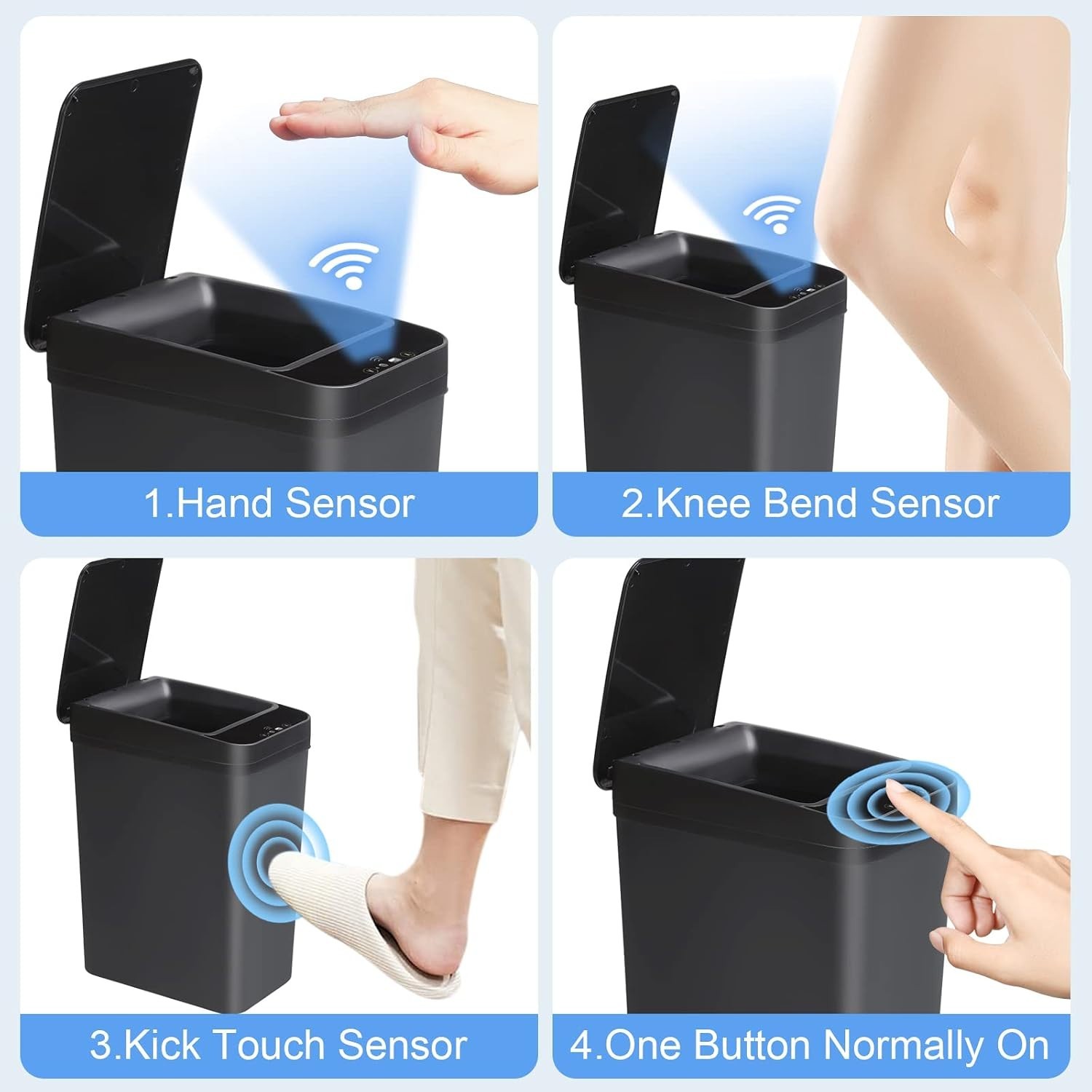 Smart 2.2 Gallon Touchless Garbage Can with Quiet Close Feature – Ideal for Home