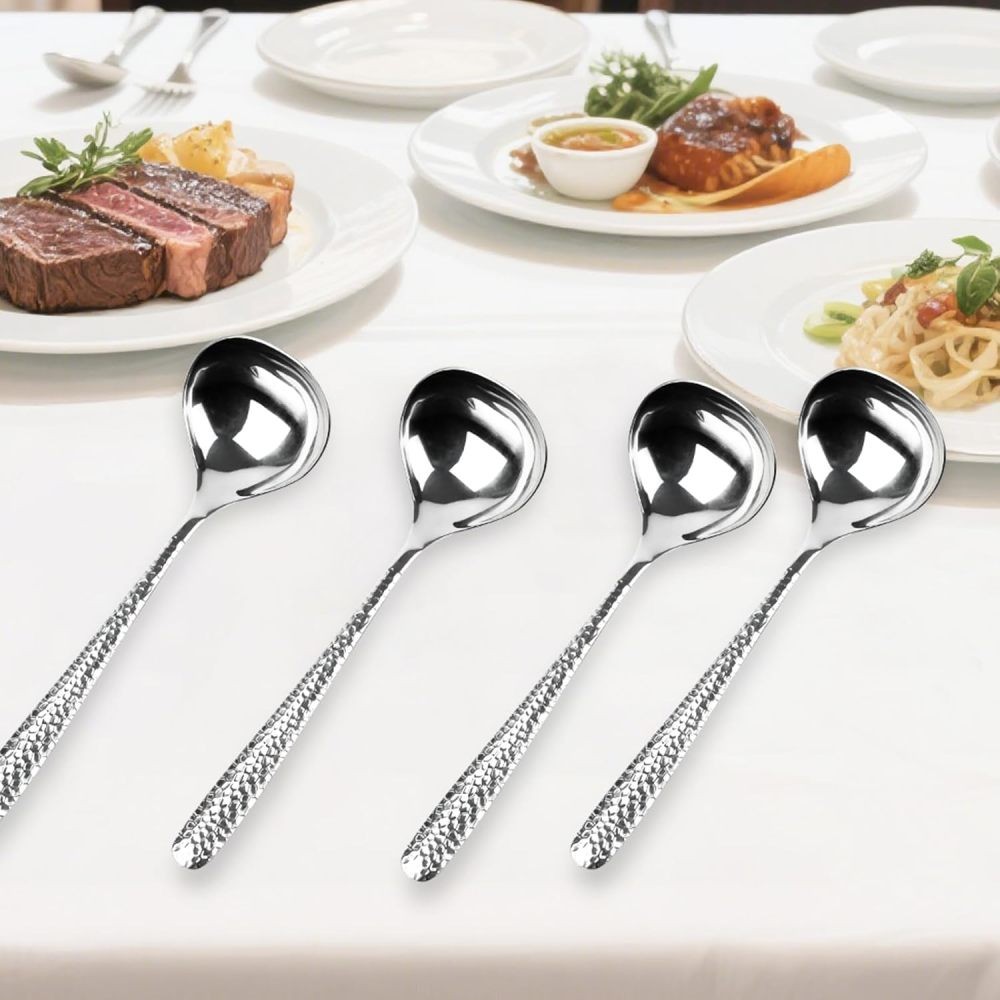 2 Pack Deep Round Soup Spoons 7.87″, 304 Stainless Steel Large for Dinner Guests