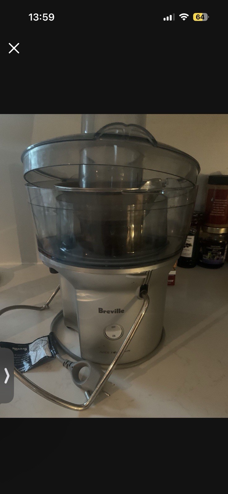 Breville Juice Fountain Centrifugal Juicer Silver Dishwasher-Safe Parts