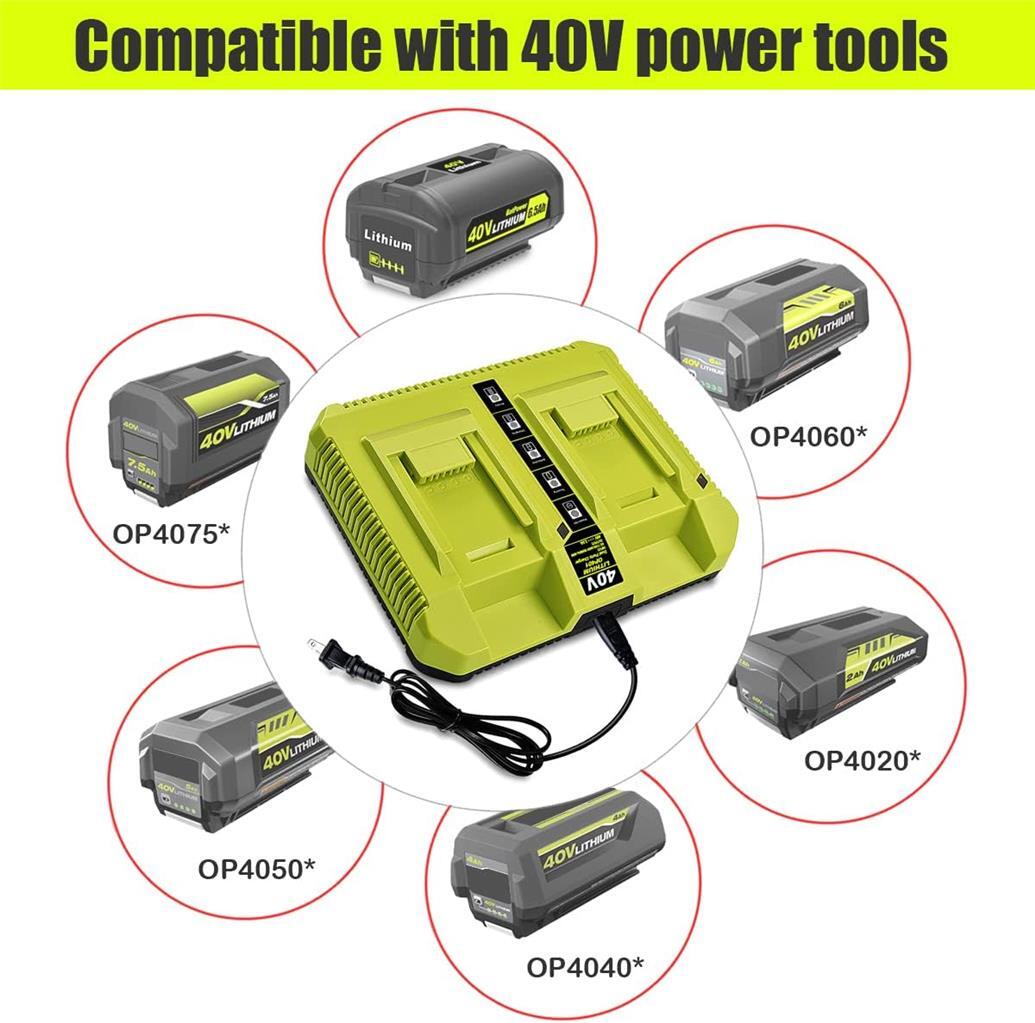 OP401 40V Dual Charger for Ryobi 40V 4.0Ah OP40404 OP4040 Battery Rapid Charger