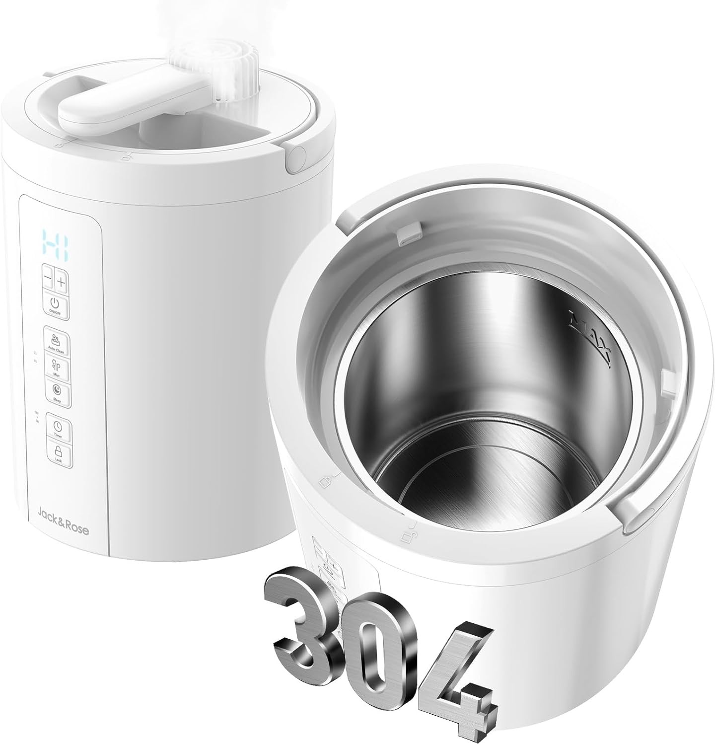 Jack & Rose Warm Mist Humidifier Any Room 3L/100oz Stainless Steel EH30UA