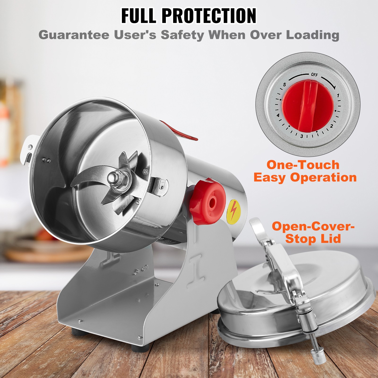 Uimoso 1000g Electric Grain Mill Grinder for Commercial Spice and Herb Use