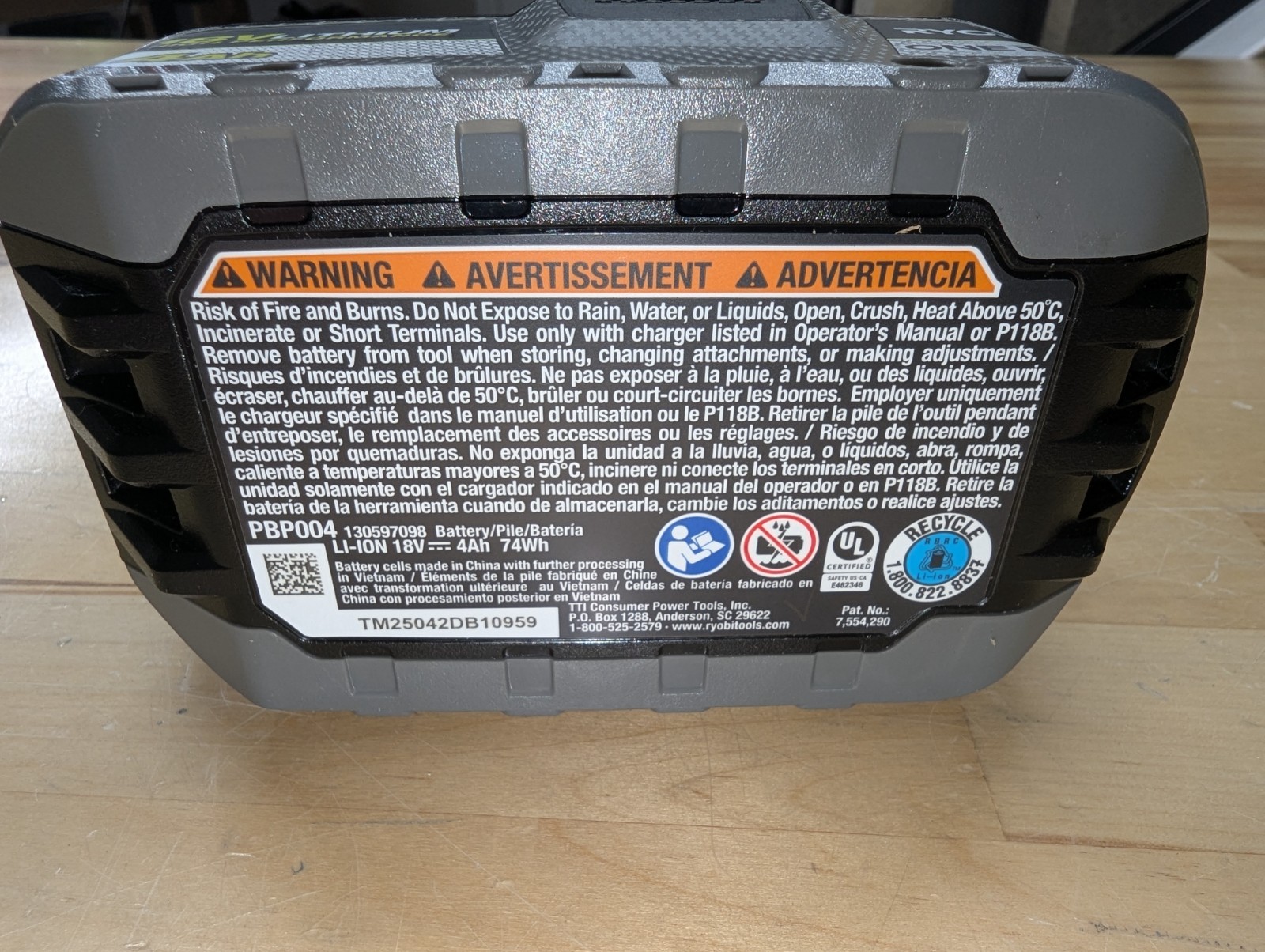 Genuine PBP004 Ryobi ONE+ 18V HIGH PERFORMANCE Lithium-Ion 4Ah Compact Battery