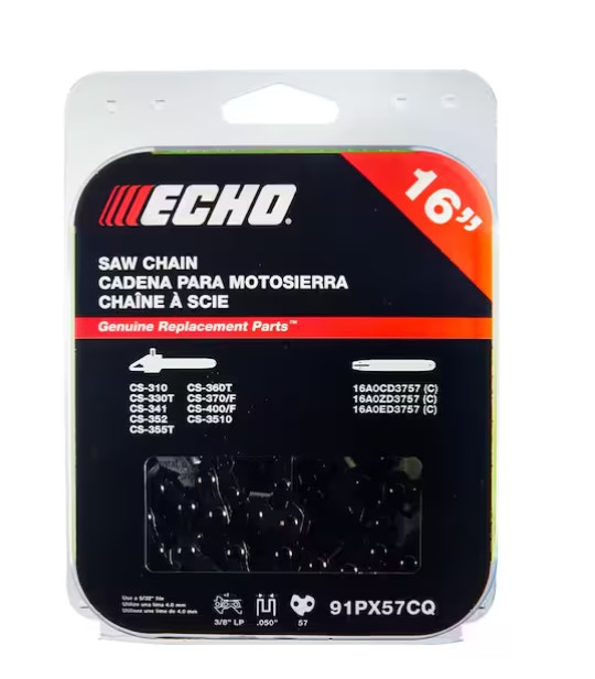 Echo 16 in. Low Profile Chainsaw Chain – 57 Link – 91PX57CQ