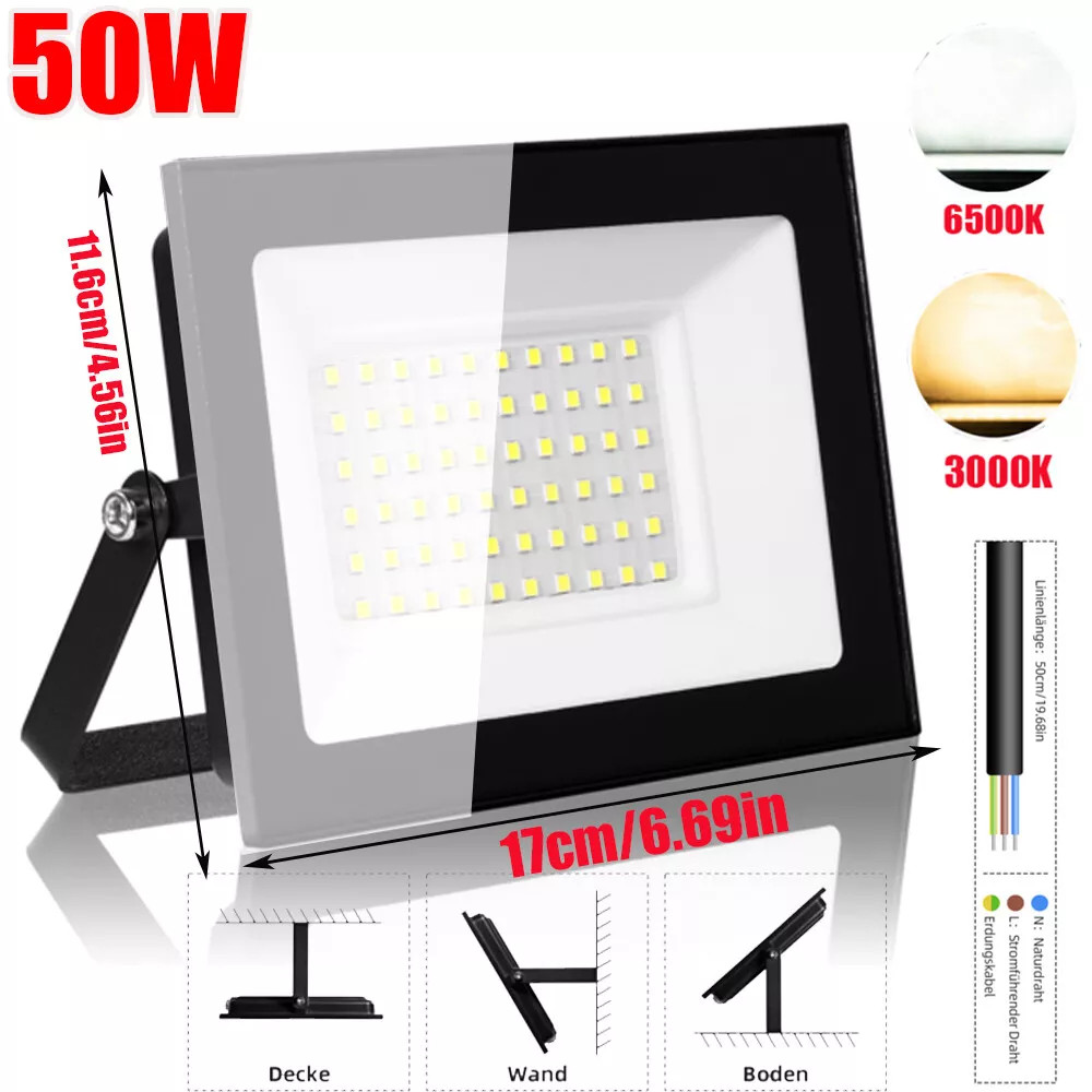 LED Flood Light 500W 300W 200W 100W 50W 30W 10W Outdoor Garden Lamp Spotlight
