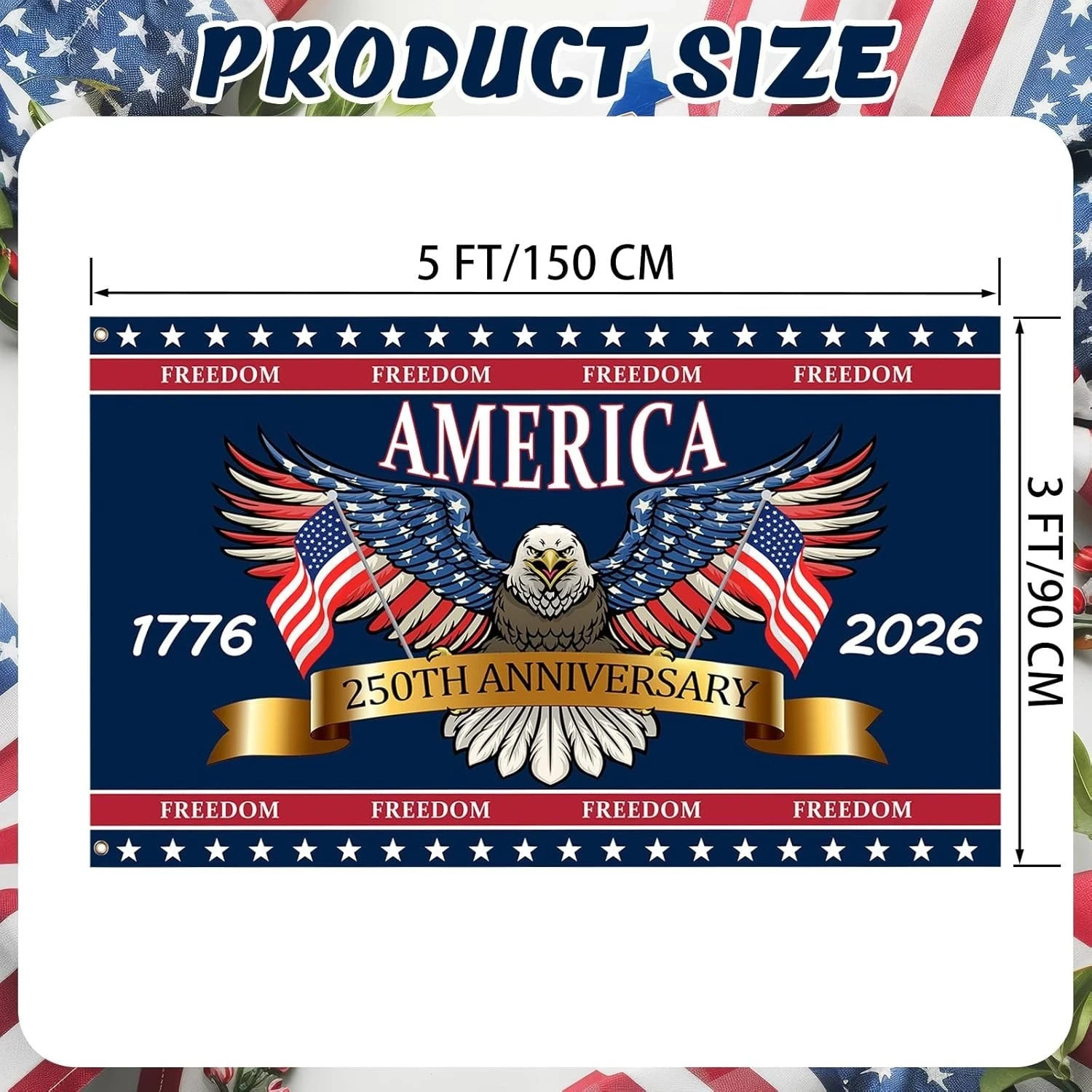 3 Ply 250 Years America Flag – Double Sided Patriotic Eagle 3 X 5 Ft Anniversary