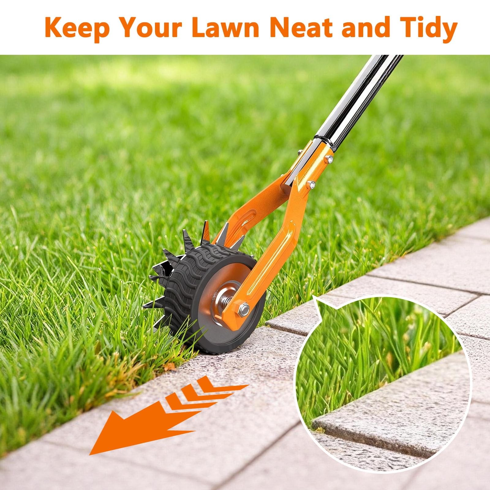 Manual Lawn Edger Rotary Wheel Grass Edge Trimmer with Adjustable Handle Yard