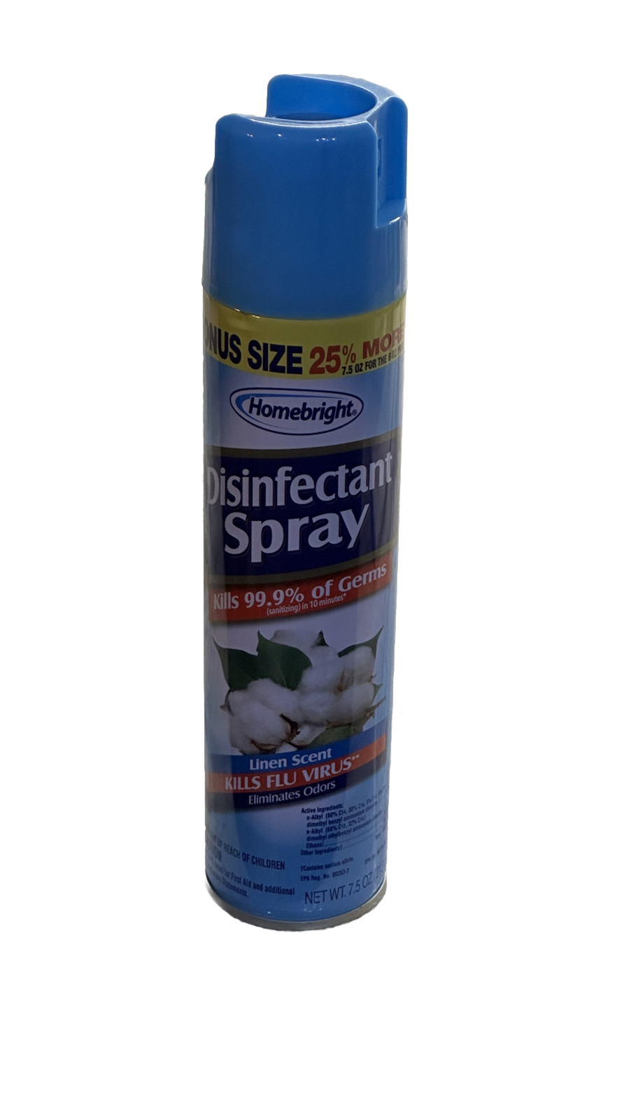 1ea Homebright 7.5oz Spray Can,Kills 99.9 of Germs-Linen Scent-NEW-SHIPS N 24HRS