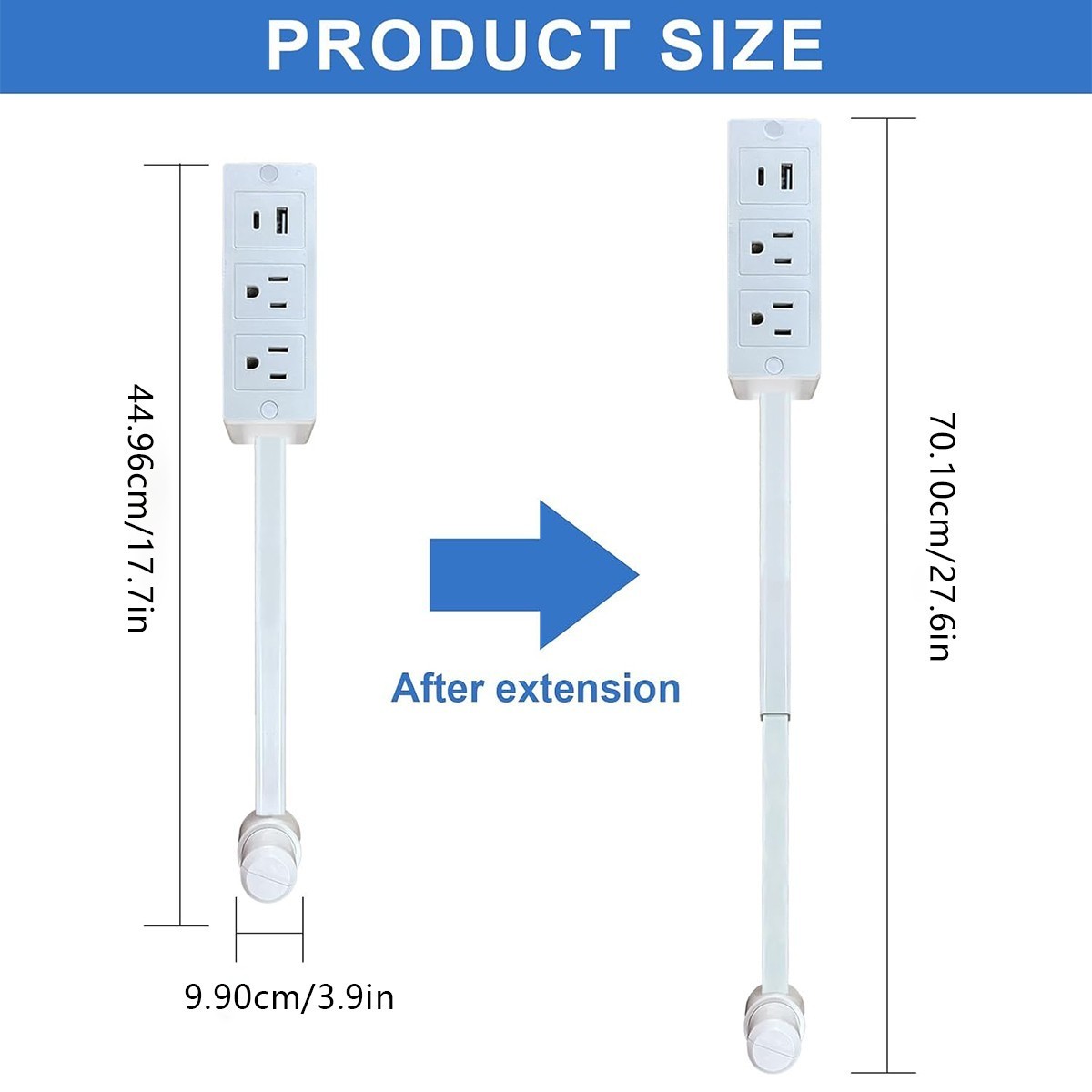 Electrical Outlet Extender Features USB-A, USB-C, and 2 AC Electrical Outlet Ext