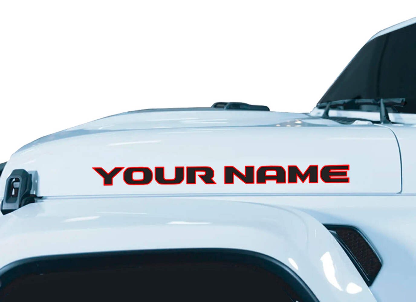 Custom Jeep Name Hood Decal JL Style in 2 color 1 pair Fits all Jeeps 30in
