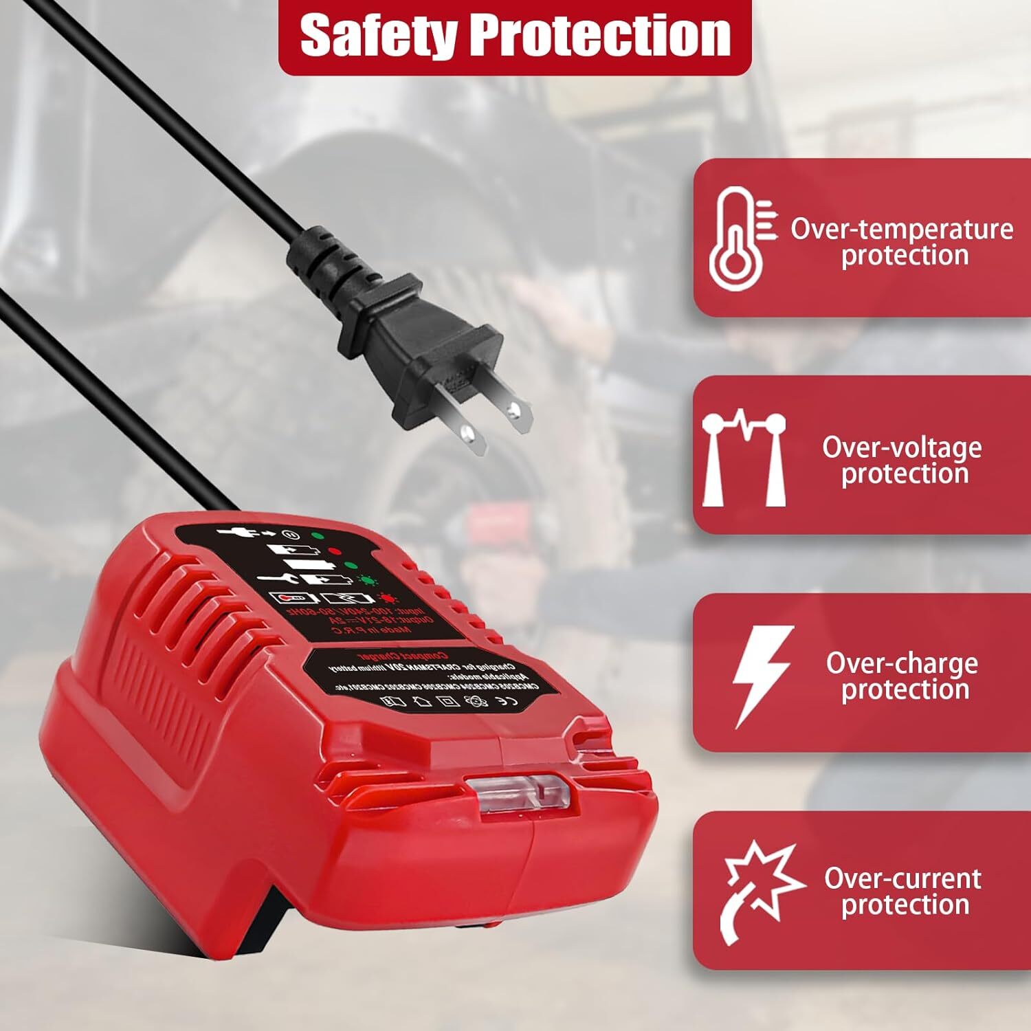 Battery Charger for Craftsman Battery 20V Portable 1/2 Size 20V Charger Travel