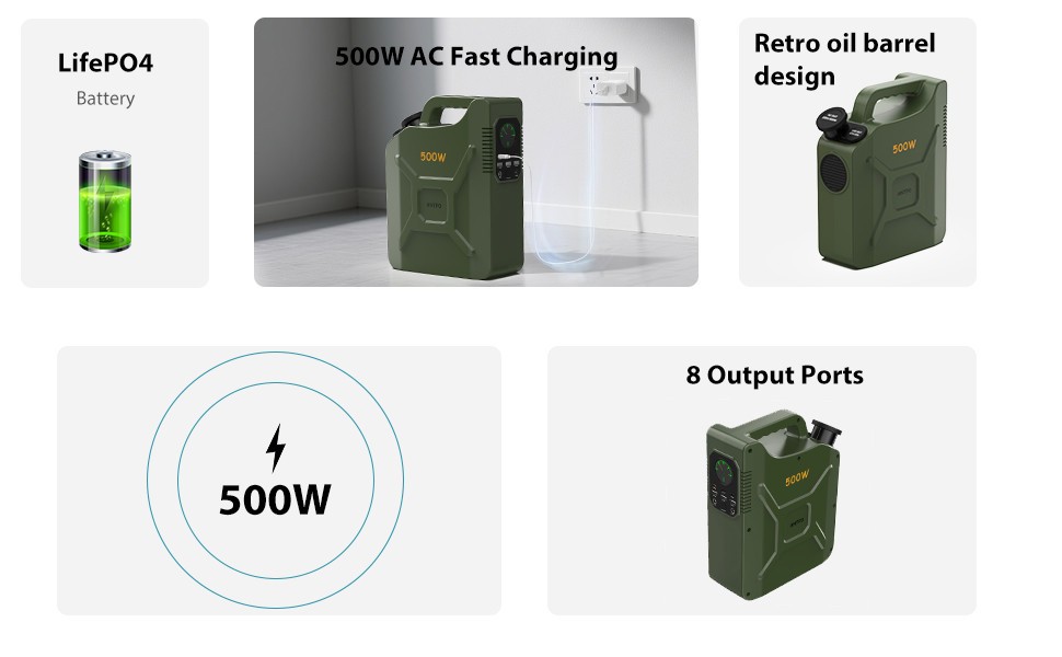 ANTPO 500W 500Wh Portable Power Station Solar Generator for Camping self driving