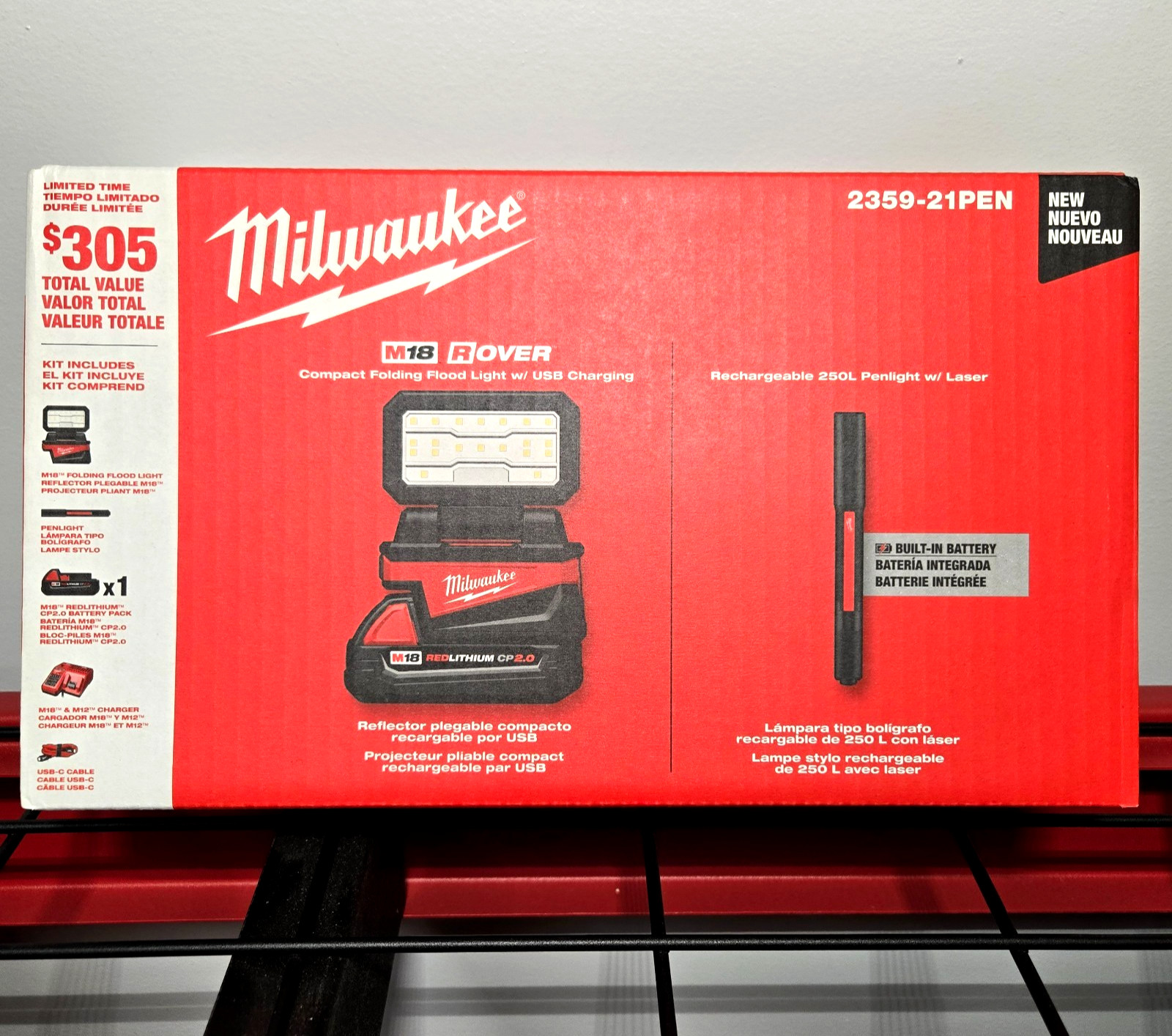 Milwaukee 2359-21PEN Light Kit 2359-20, 2105 Penlight, 2.0Ah Battery, Charger