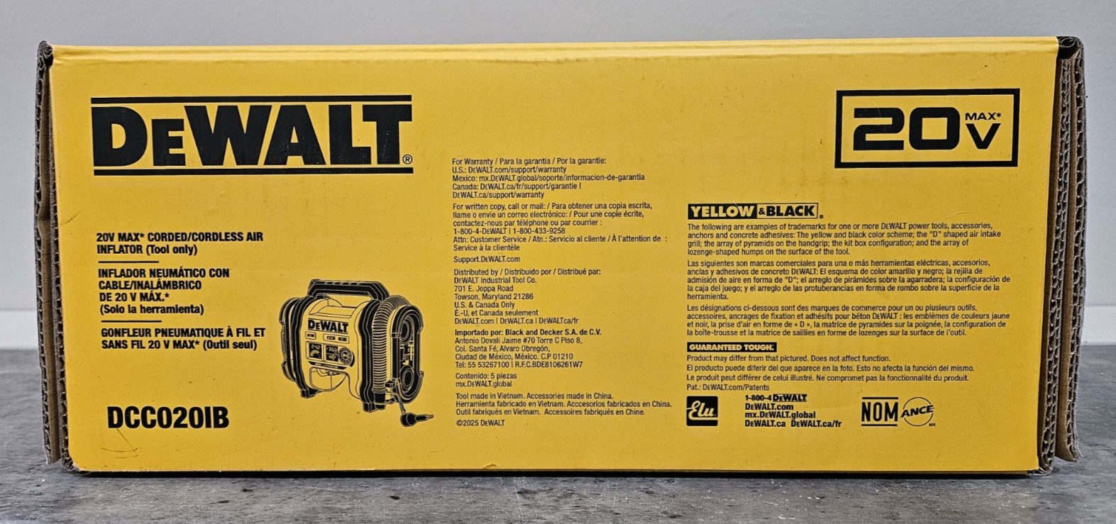 DeWALT DCC020IB 20V High-Pressure Corded Cordless Air Inflator NEW