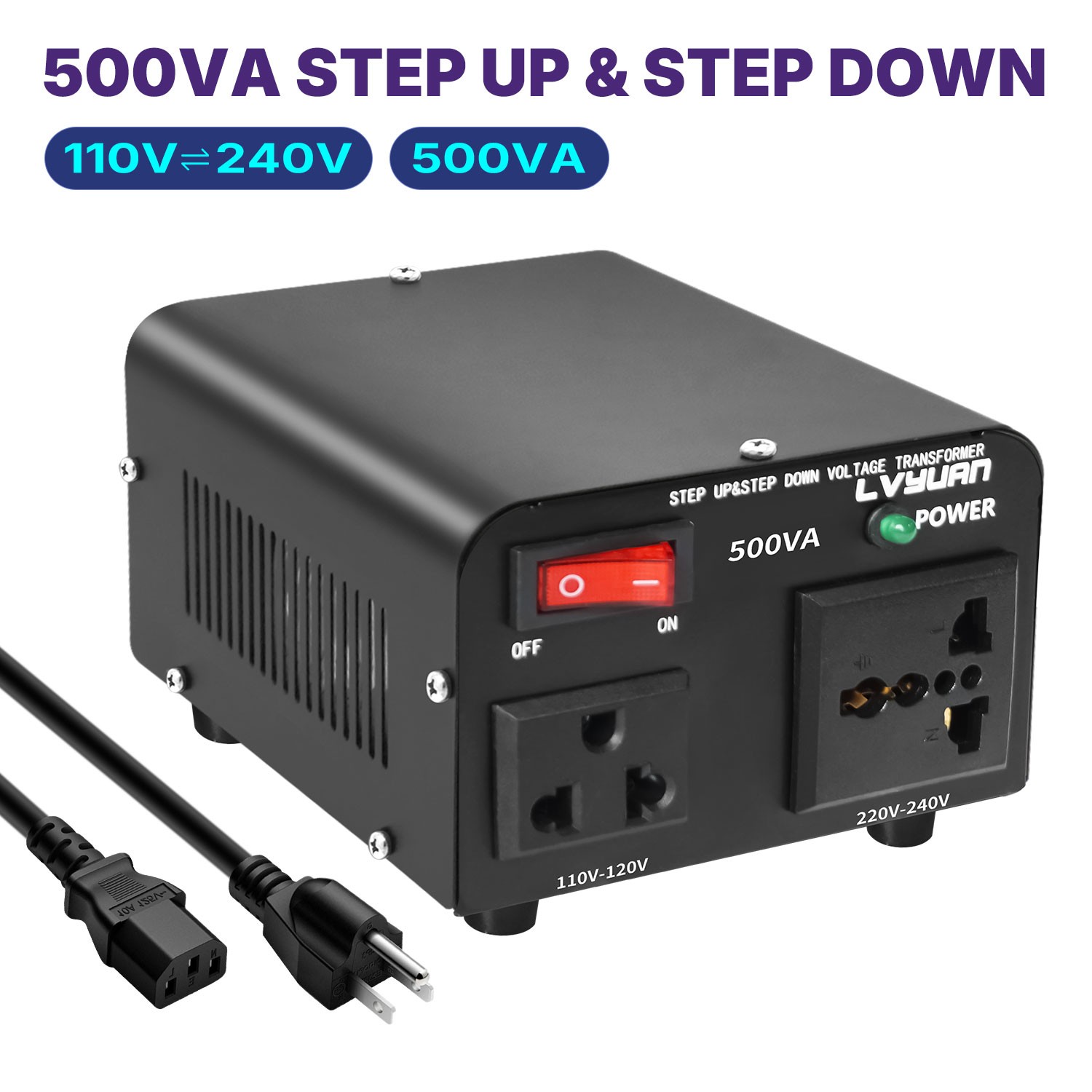 500W-5000W Voltage Transformer Converter Step Up Step Down 110V ⇋ 220V Travel