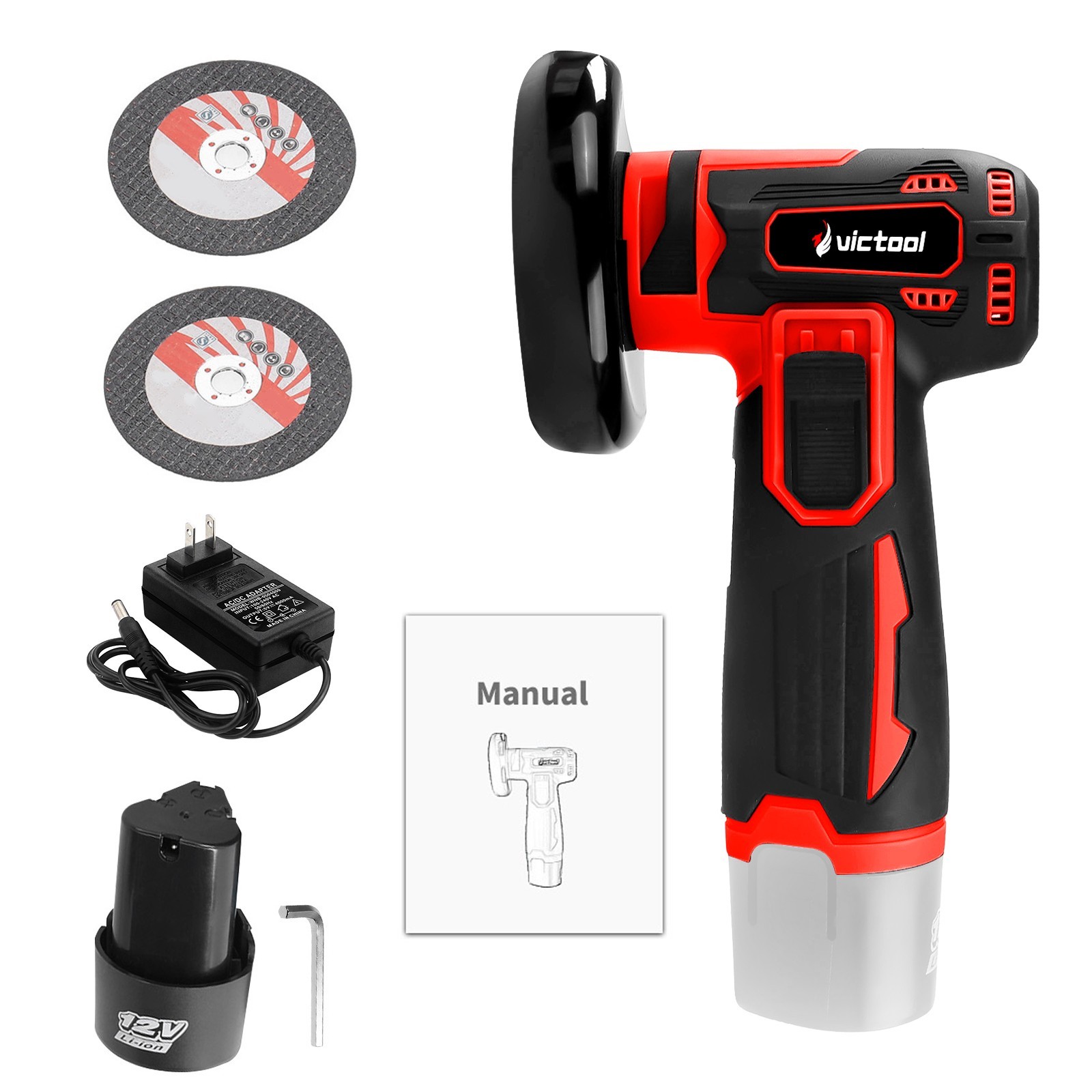 12V Mini Cordless Angle Grinder 3 Inch Handheld Electric Polishing Tool + Bat