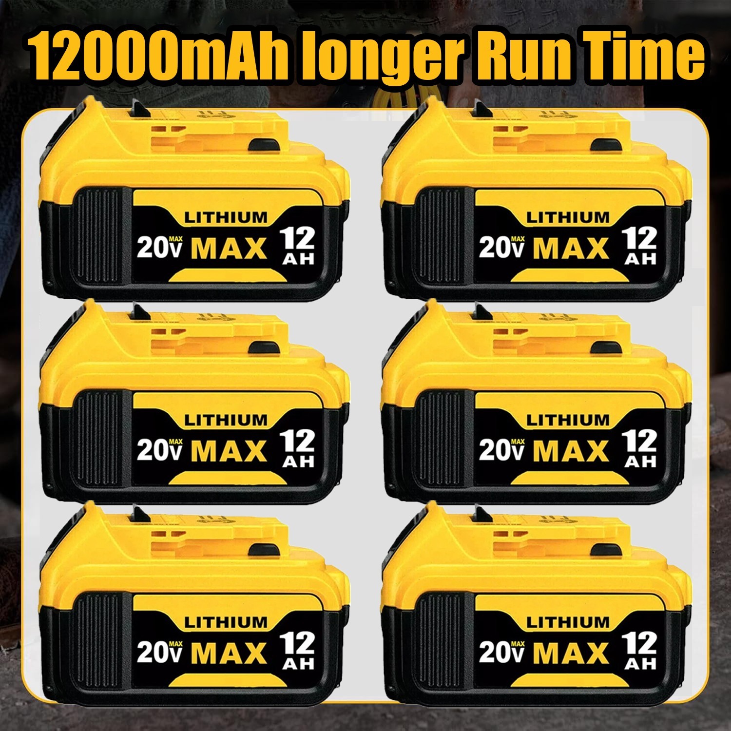 6Pack 12.0AH For DeWalt 20V 20 Volt Max XR Lithium Ion Battery DCB206-2 DCB205-2