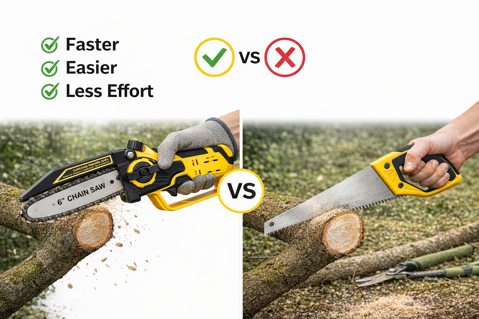 Cordless Mini Chainsaw 6 Inch 8 Inch Electric Pruning Saw for Dewalt 20V Battery