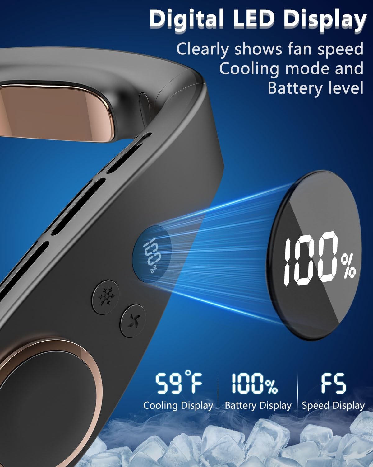 Neck Fan with Cooling Plate, Quiet 30dB, 3-24Hrs Cooling,5500mAh Battery,LED …