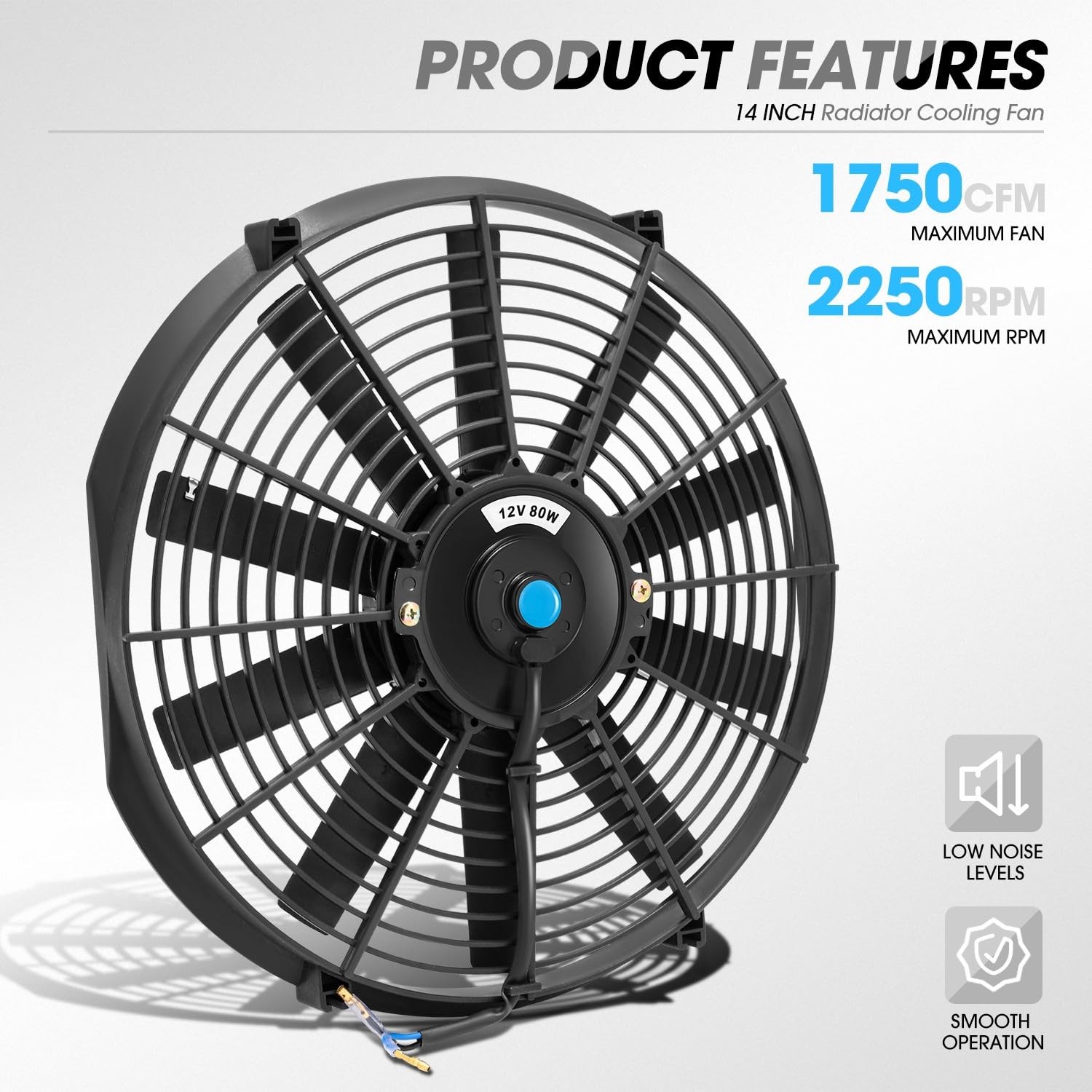 DNA MOTORING 14″ High Performance Slim Electric Radiator Cooling Fan + Mount Kit