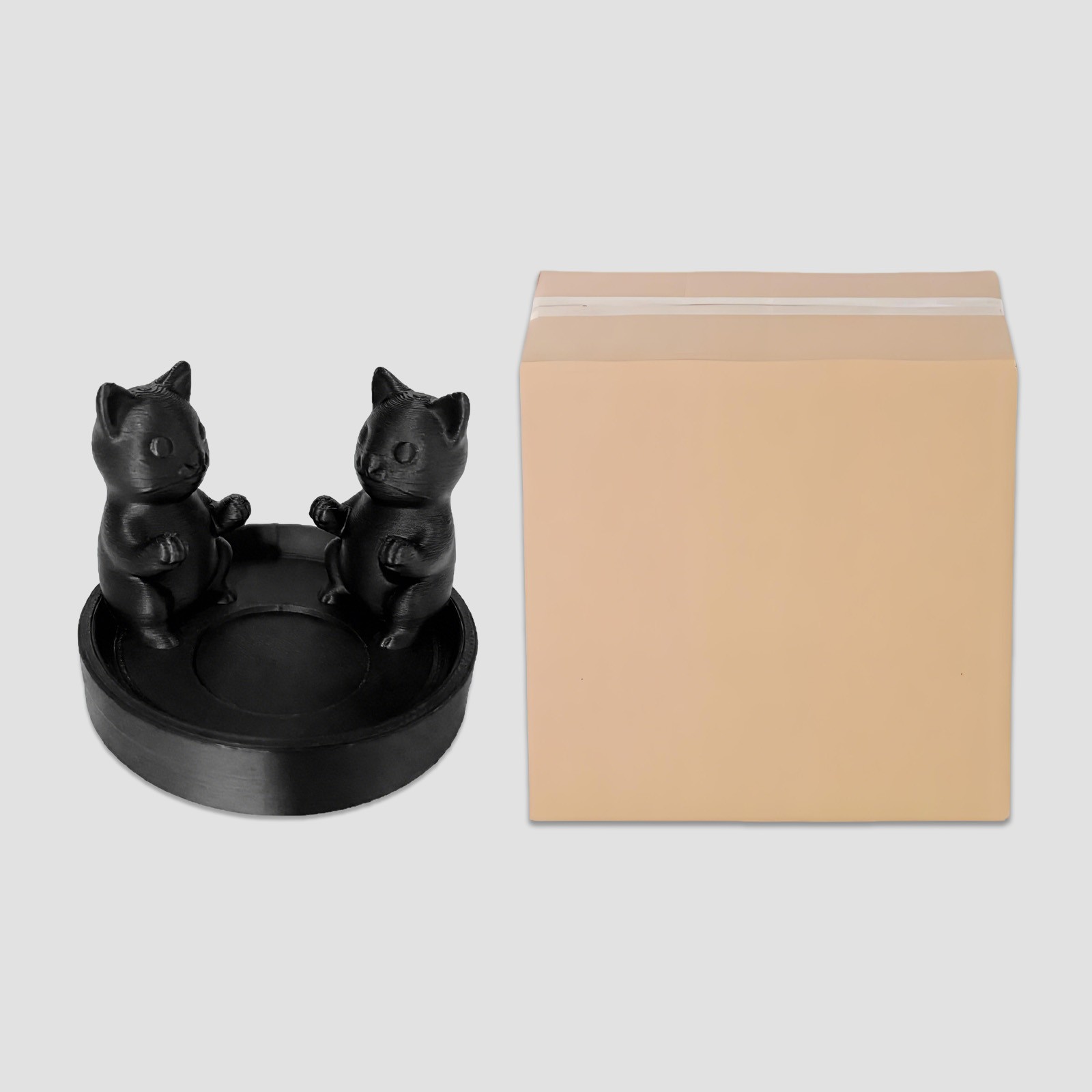 Desktop Plastic 3D Printing Black Cat Candle Holder With Larger Base 2.56*3.43in