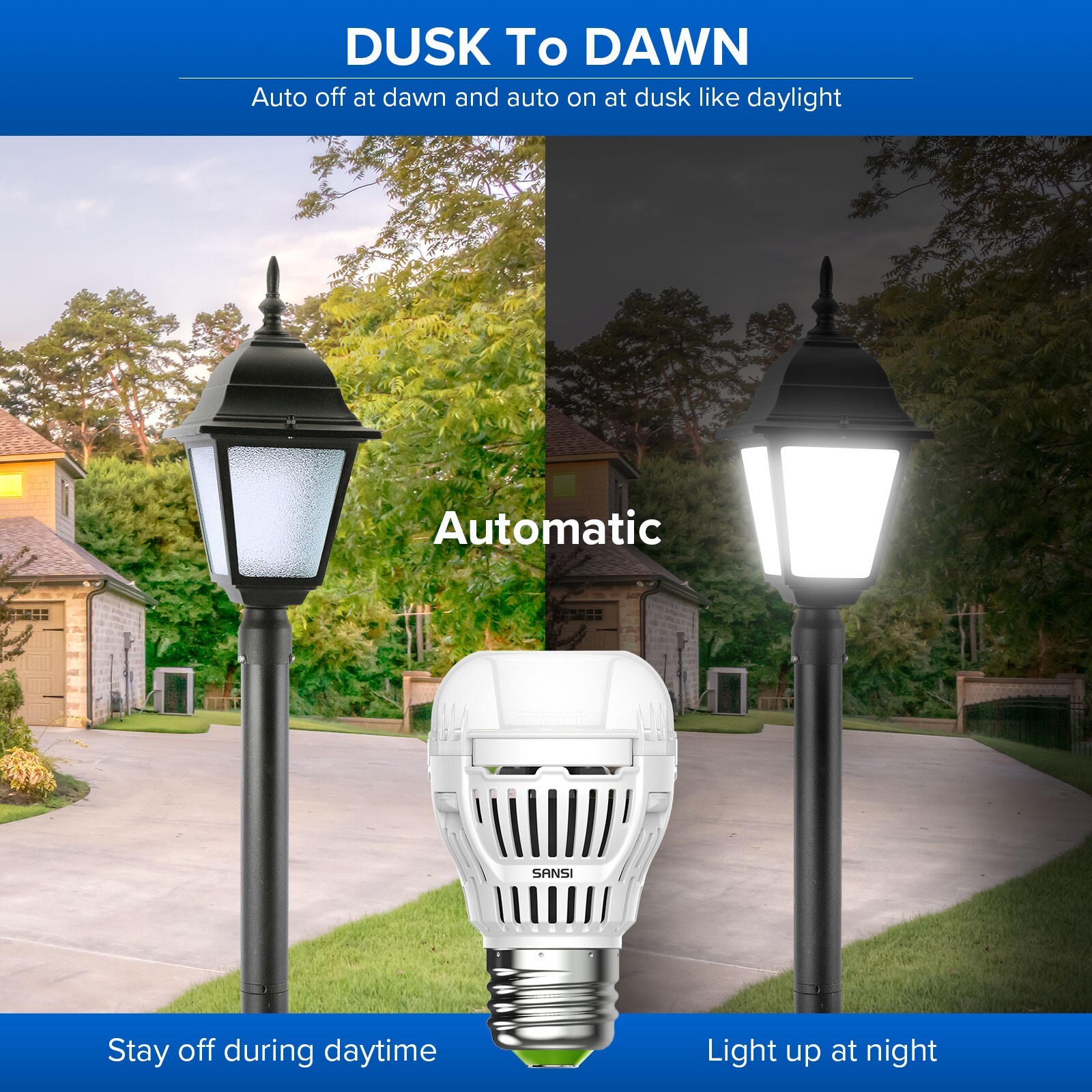 4-Pack Dusk to Dawn LED Light Bulb Automatic On/Off Sensor Bulbs 5000K Daylight