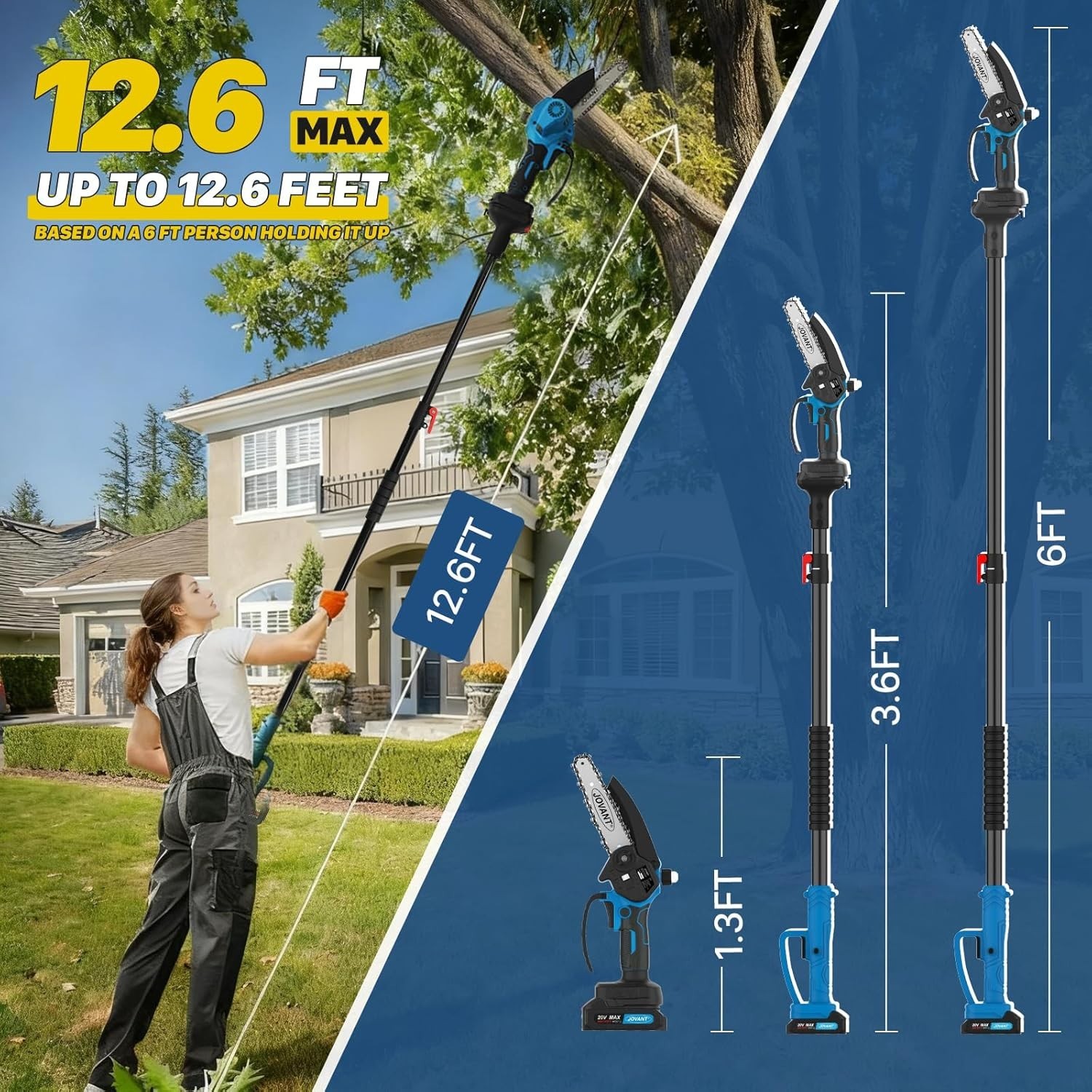 6 Inch 2-in-1 Mini Chainsaw Electric Cordless Pole Saws for Tree Trimming