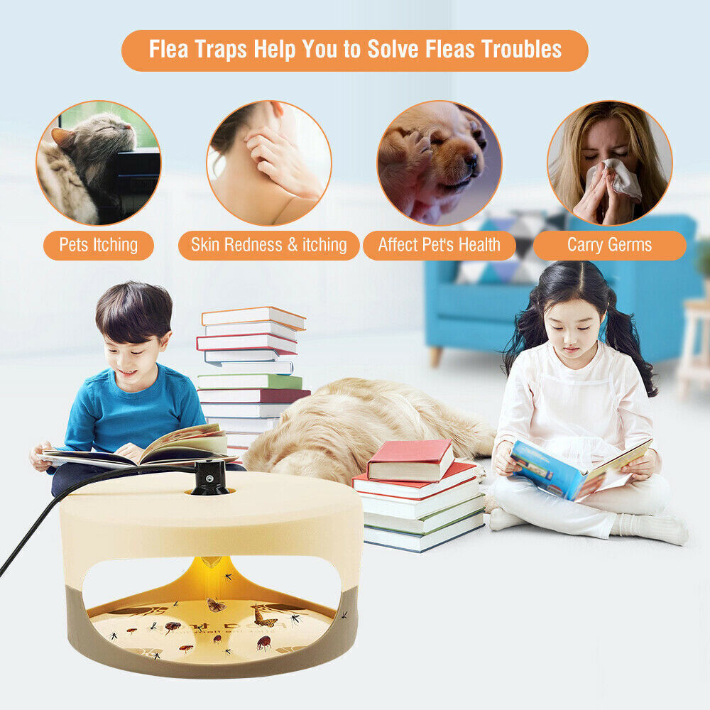Flea Traps for Inside Your Home with 2 Sticky Disc & 2 Bulbs & 1 Electric Wires