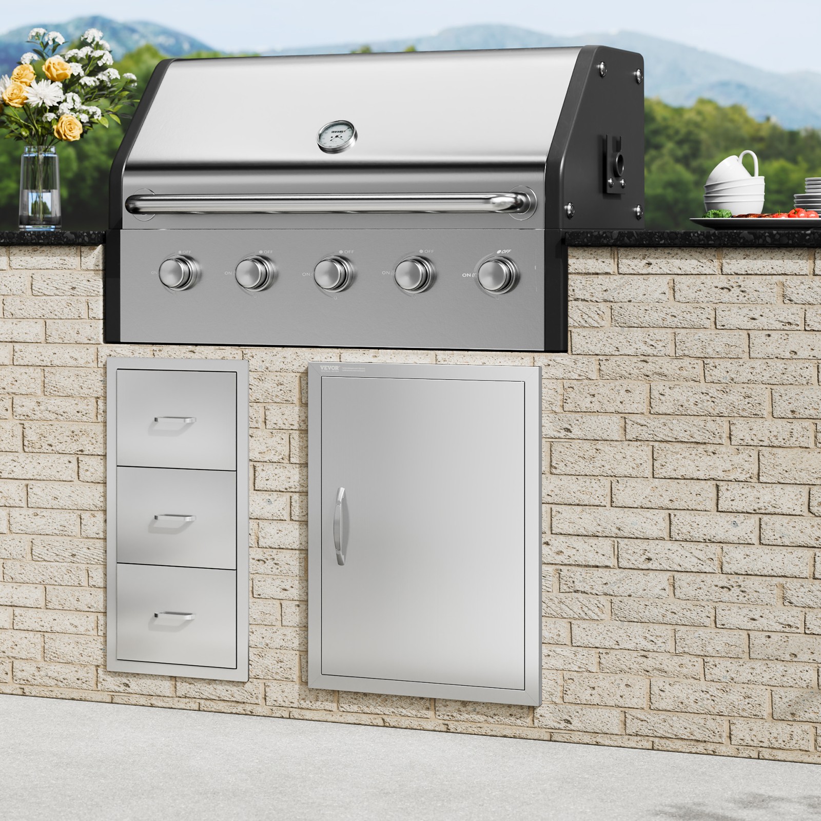 VEVOR 20×27 Inch BBQ Island Access Door Outdoor Kitchen Door Stainless Steel