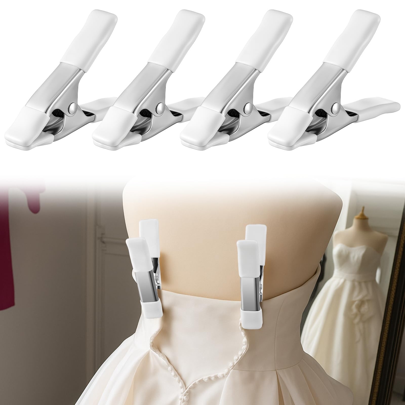 4 Pack 4.17 Inch Dress Clips Clothing Clamps for Fitting Bridal Seamstress Ma…
