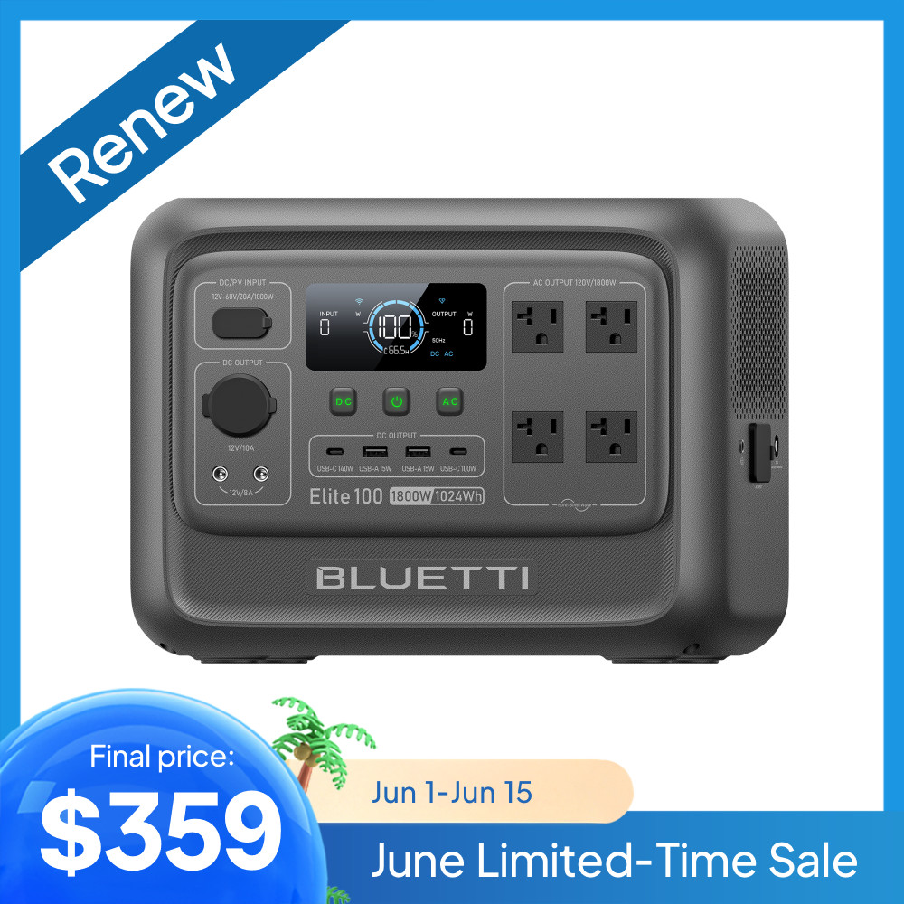 BLUETTI Elite 100 V2 1800W 1024Wh Portable Power Station Home Backup Generator