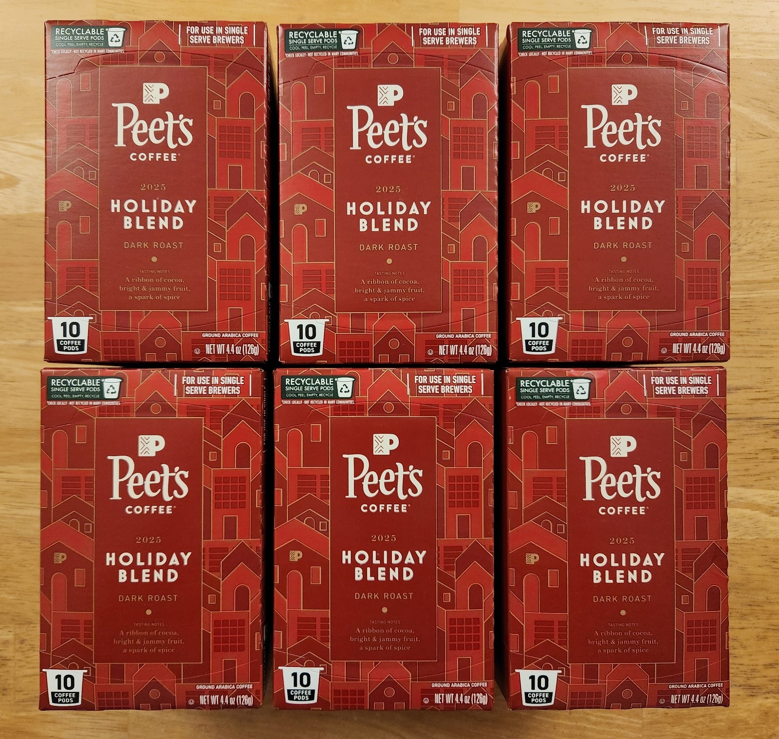 Lot Of 60 Peet’s 2025 Holiday Blend Dark Roast Ground Coffee K-Cups Peets 8/7/26