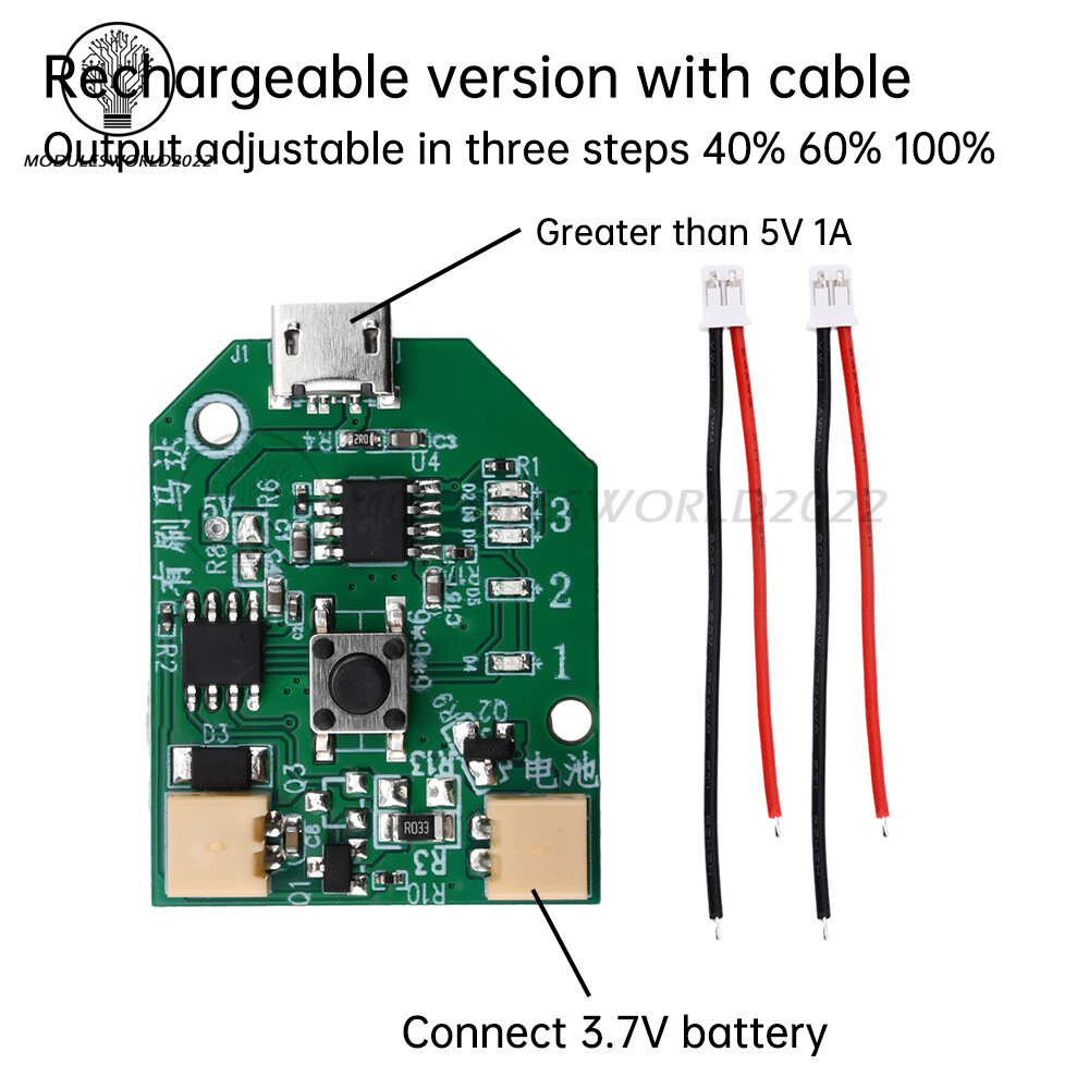 3.7V Universal USB Rechargeable Small Fan Circuit Board Mobile Fan Control Board