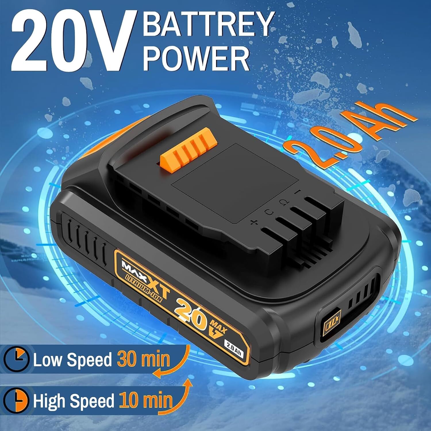 MAXXT 20V Cordless Leaf Blower, 200 MPH, 360 CFM, 2.0Ah Battery, 3 Speed