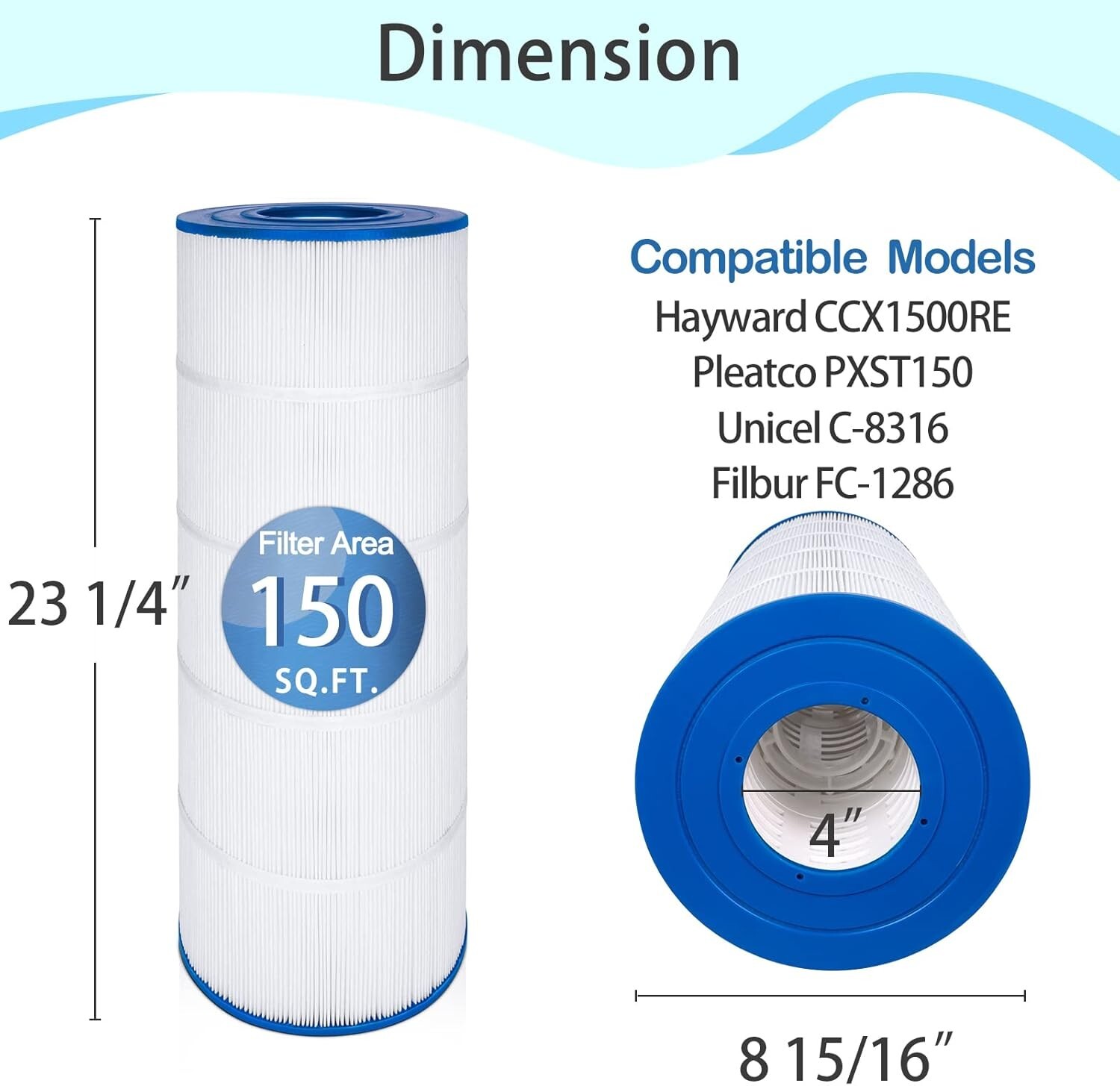 1-2Pack C-8316 Pool Filter Replacement CC1500 CCX1500RE FC-1286 PXST150 C-8317