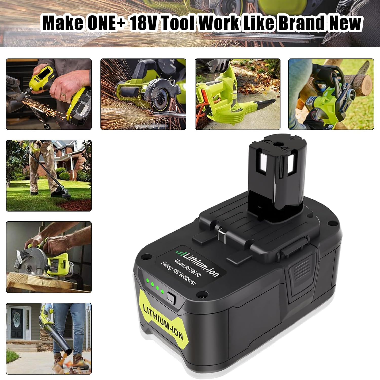 2 Pack 6.0Ah 18V Battery for Ryobi ONE+ – P108 P197 P189 PBP005 225+ Tools